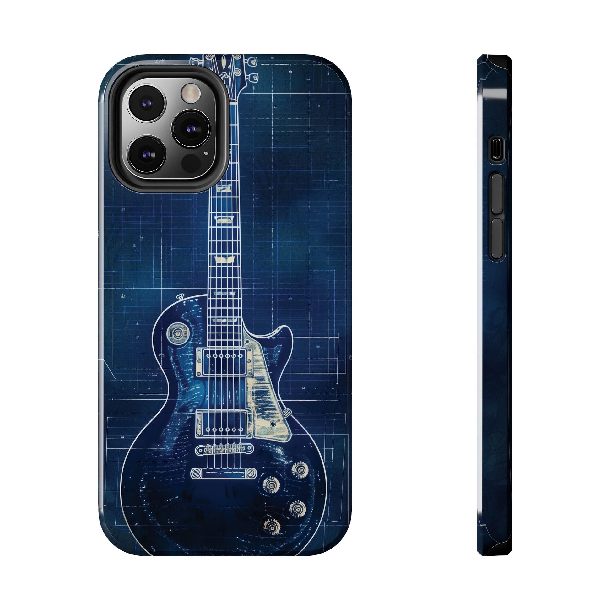 Guitar Phone Case, Guitar Blueprint iPhone Cover, Vintage Guitar Design, Custom iPhone Covers, Rock Music Phone Accessories, Musician Gift
