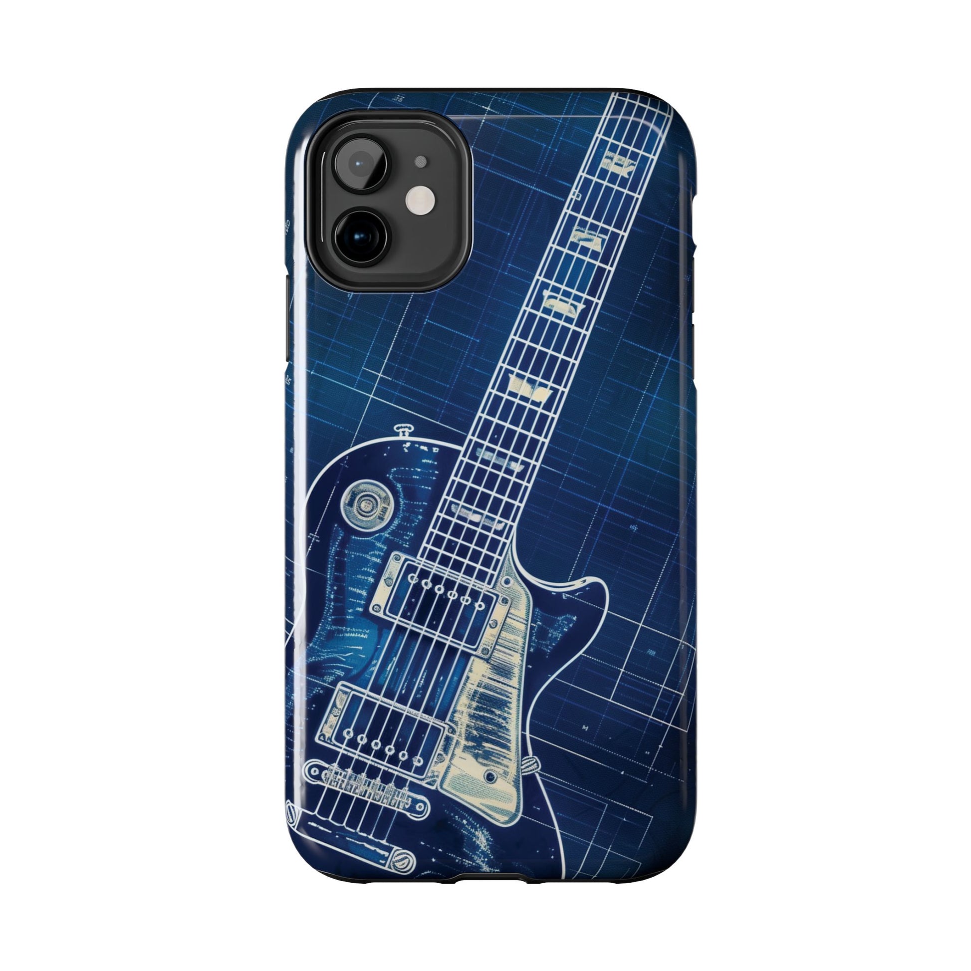Guitar Phone Case, Guitar Blueprint iPhone Cover, Vintage Guitar Design, Custom iPhone Covers, Rock Music Phone Accessories, Musician Gift