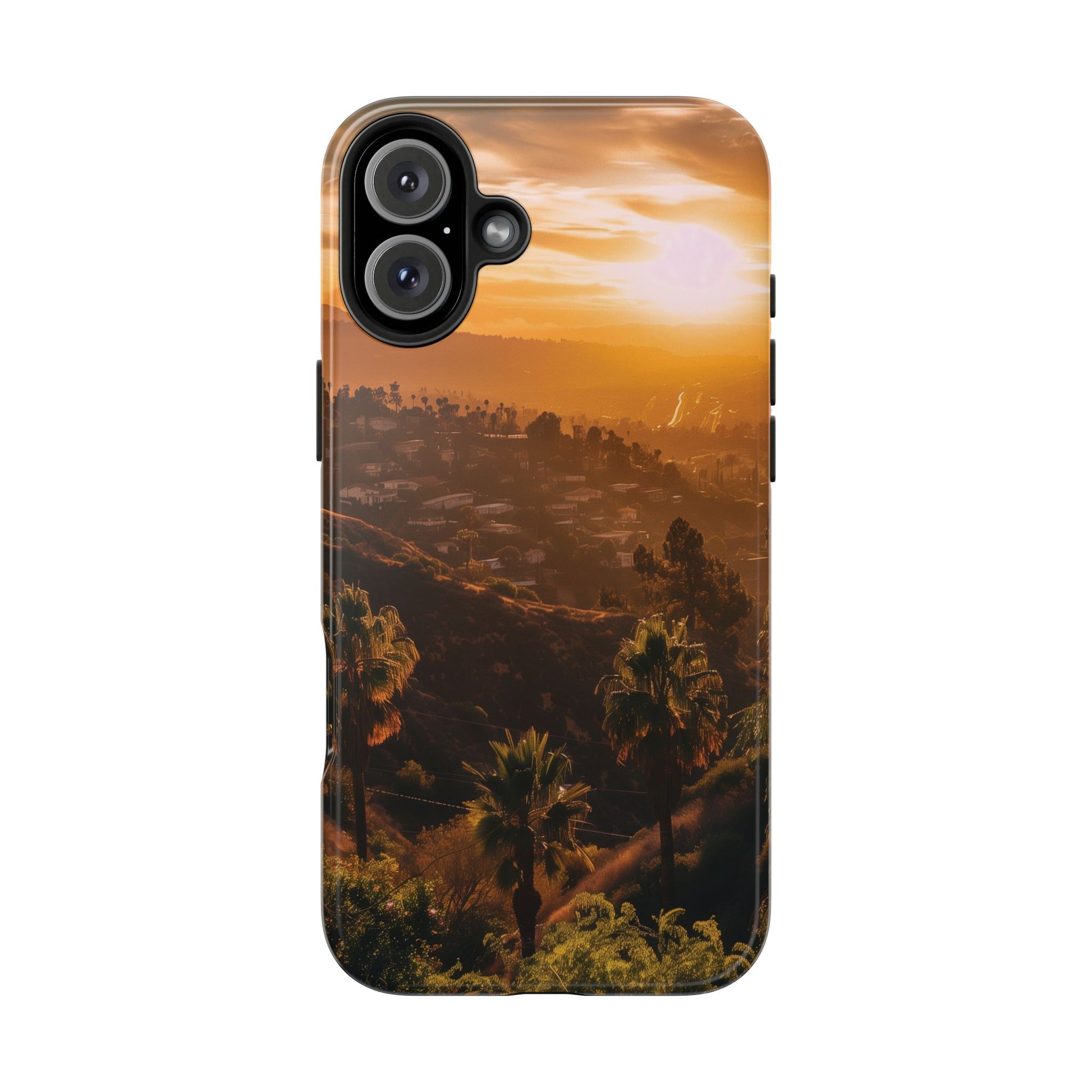 Los Angeles Sunset iPhone Case, Golden Hour Scenic View, Hollywood Hills Sunset Phone Case, Palm Trees Phone Case, iphone 15 pro max case