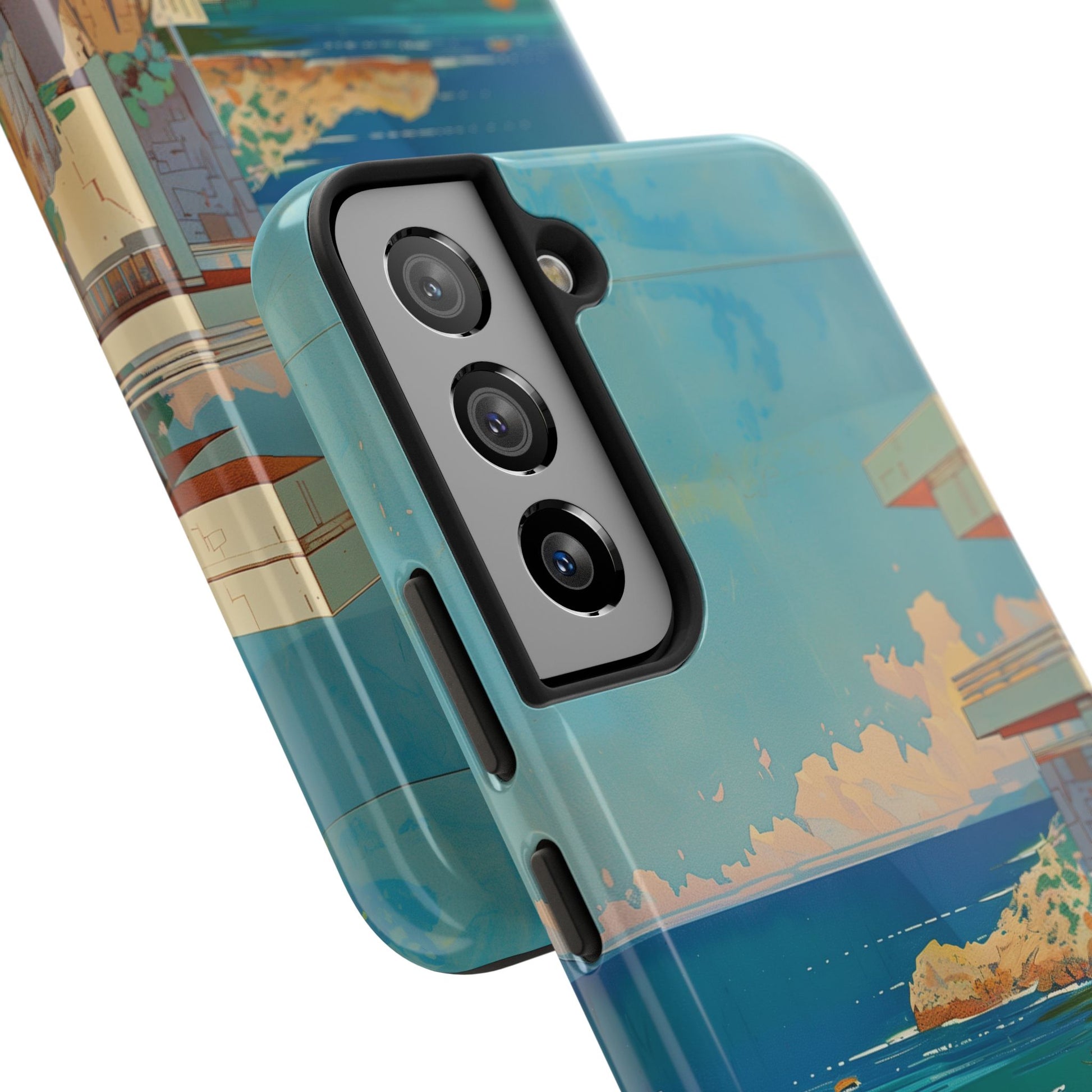 Retro Beach Scene Phone Case, Vintage Tropical Ocean iPhone Case, Summer Beach Phone Cover for iPhone, iphone 15 pro max