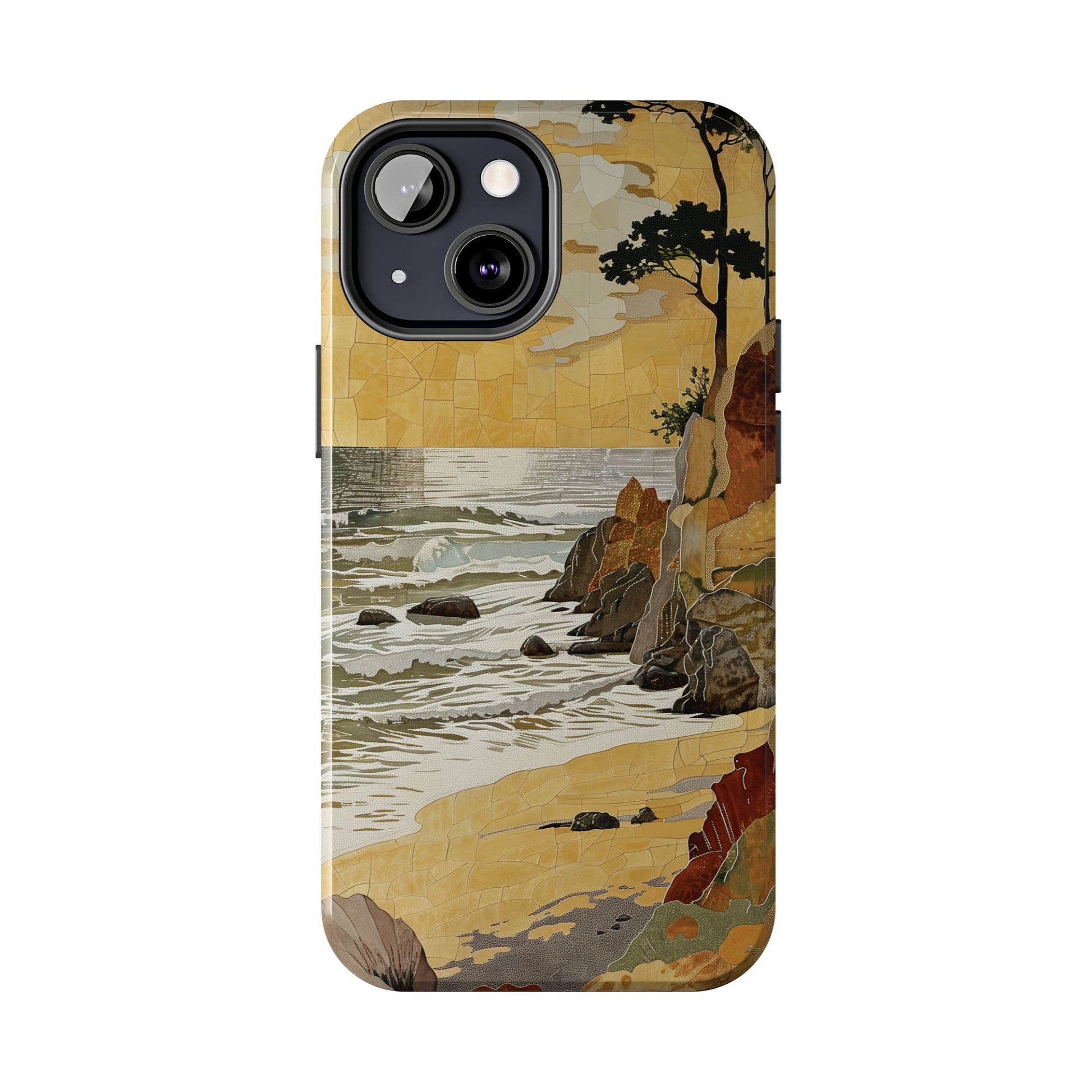 Retro Beach Scene Phone Case, Vintage Tropical Ocean iPhone Case, Summer Beach Phone Cover for iPhone, iphone 15 pro max