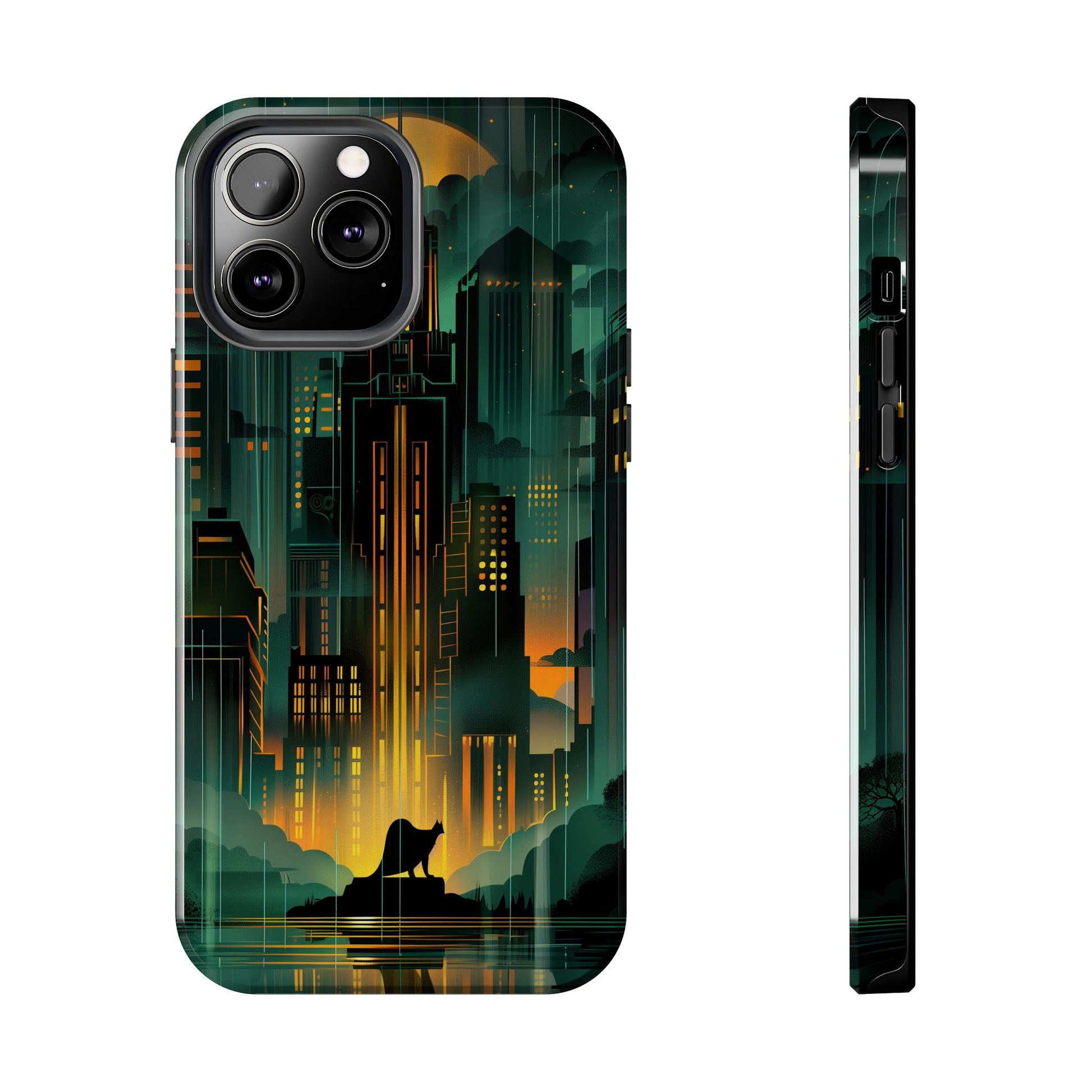 Nighttime Batman Phone Case - Gotham Art Deco Style - Noir Inspired Phone Cover - Dark Knight Accessory