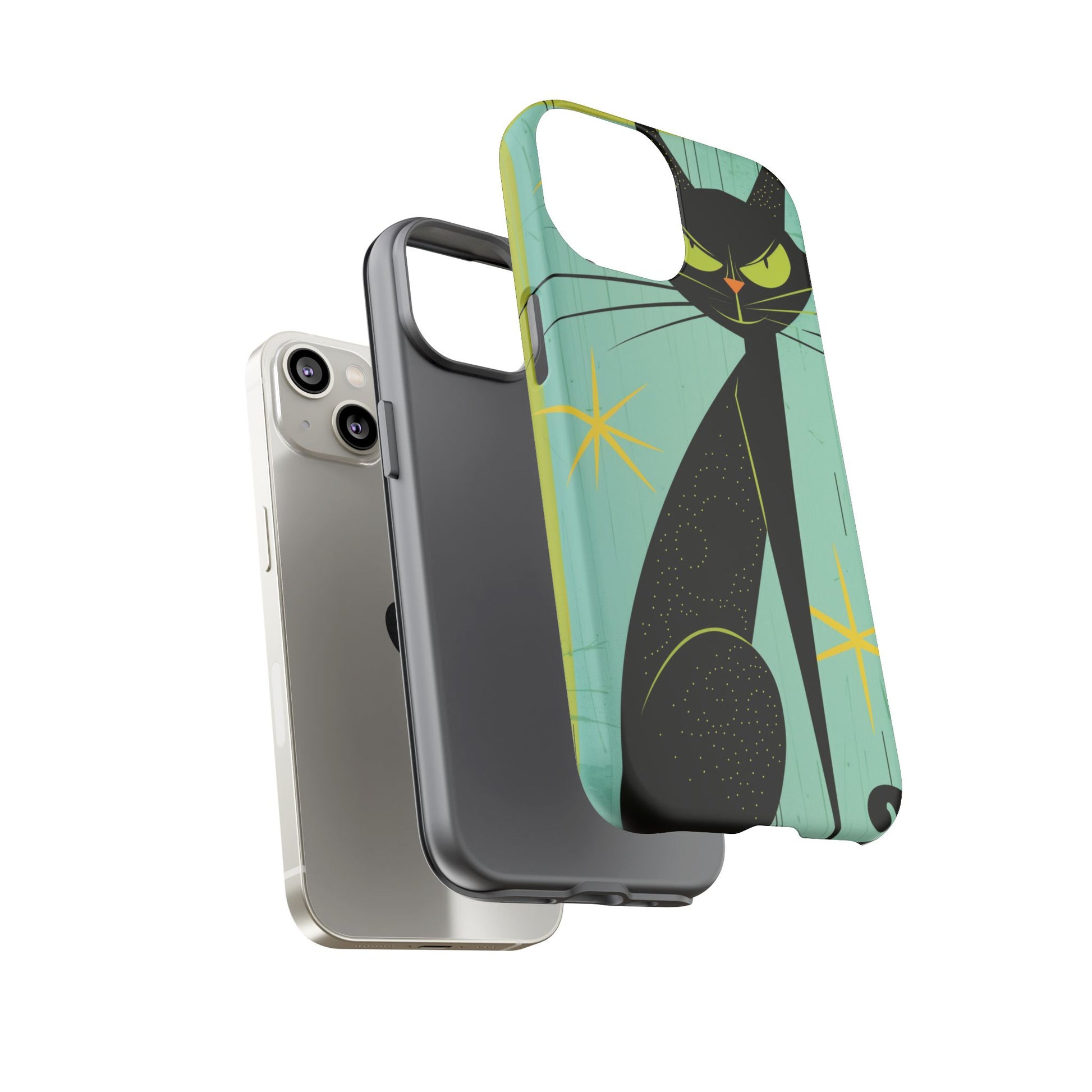 Mid-Century Modern Phone Case, Mid Mod Android Case, Atomic Cats Android Case, Retro Chic Smartphone Cover, Unique Artistic Phone Accessory