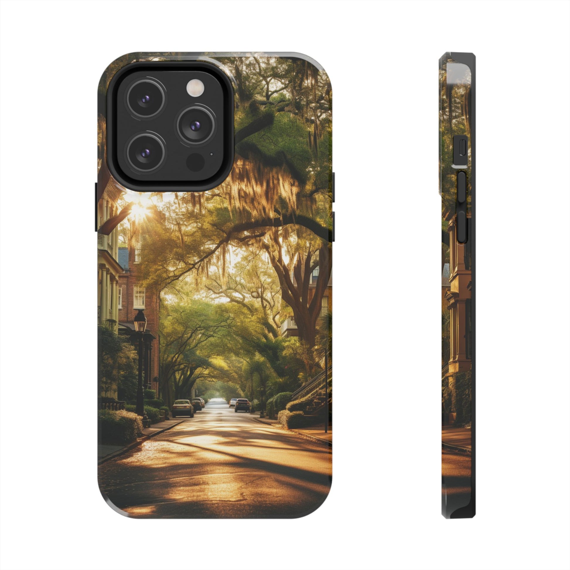 Historic Savannah Georgia Street Scene Phone Case - Unique Protective Cover for iPhone Models, Perfect Souvenir or Gift