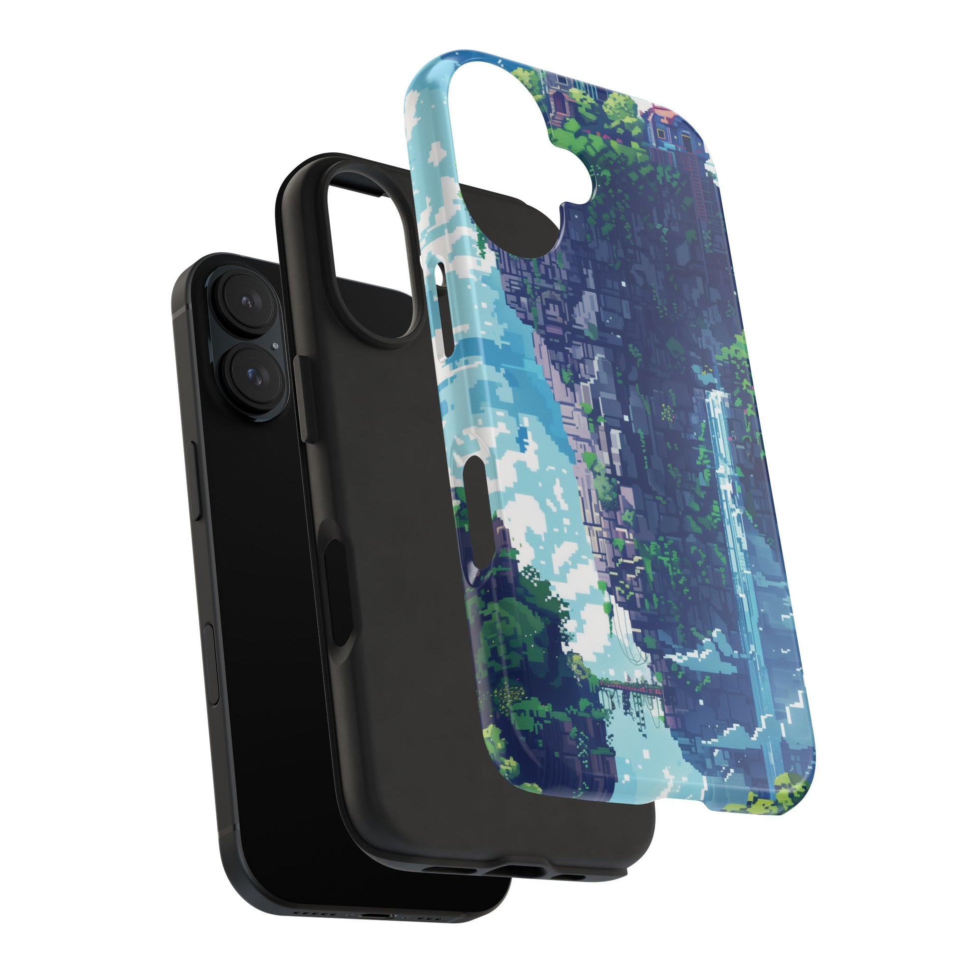 Pixel Art Video Game Landscapes Phone Case, Retro Gaming Pixelated Design, Geeky Gamer Phone Cover, Unique Video Game Art Accessories