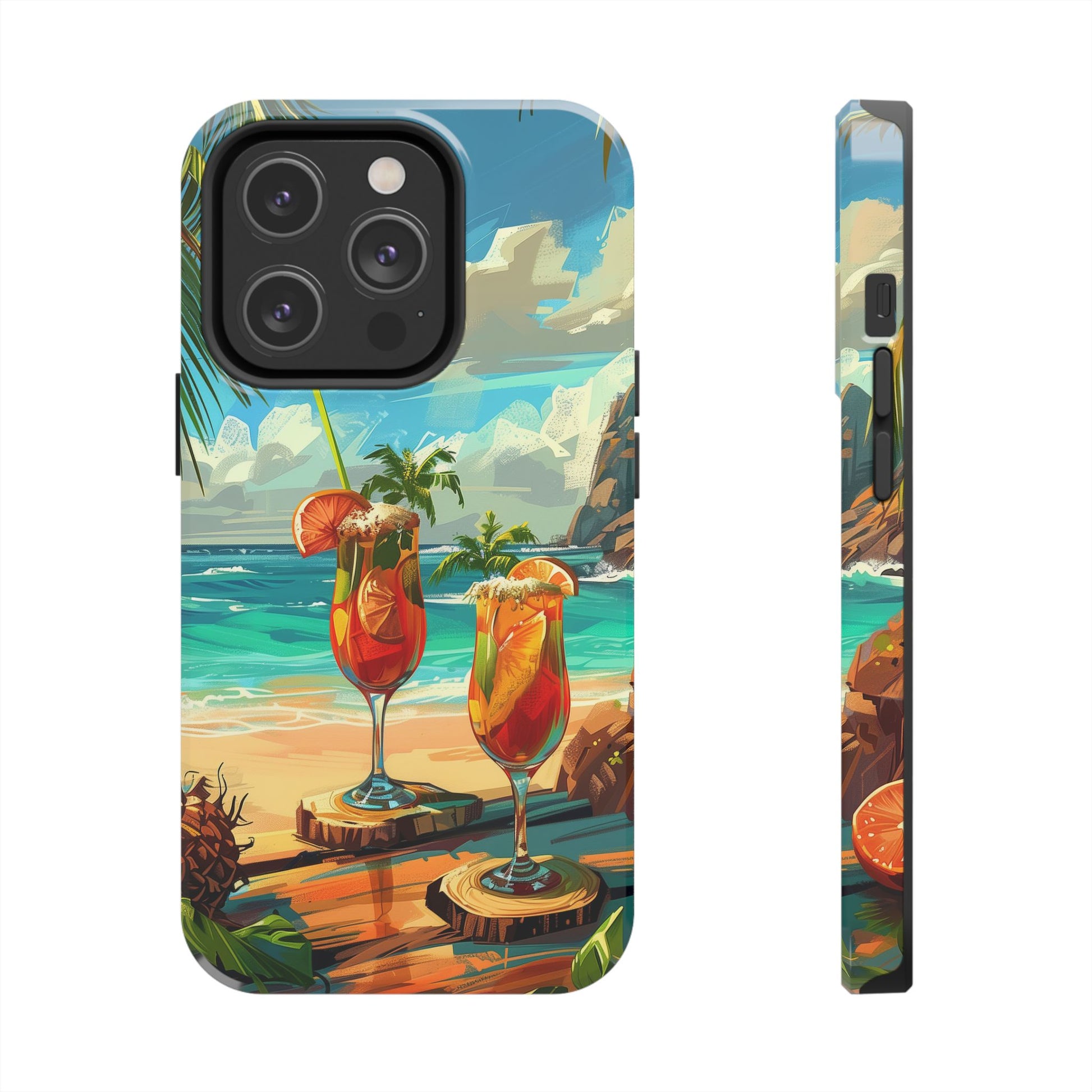 Retro Beach Scene Phone Case, Vintage Tropical Ocean iPhone Case, Summer Beach Phone Cover for iPhone, iphone 15 pro max