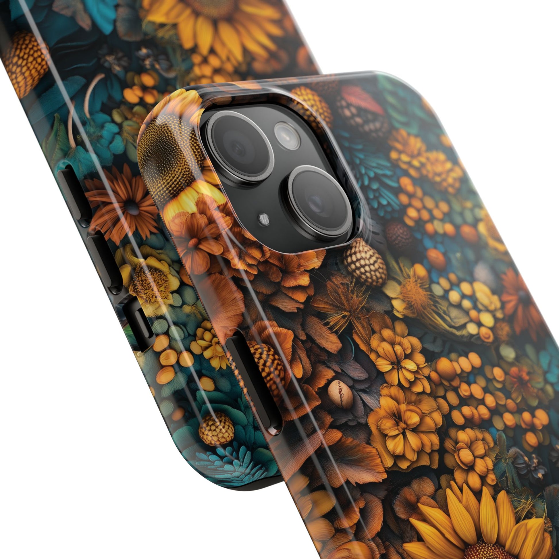Cottagecore Vibrant Fall Colors Phone Case Autumn Dried Flowers Fall Sunflowers iPhone 15 Pro Max Samsung Galaxy