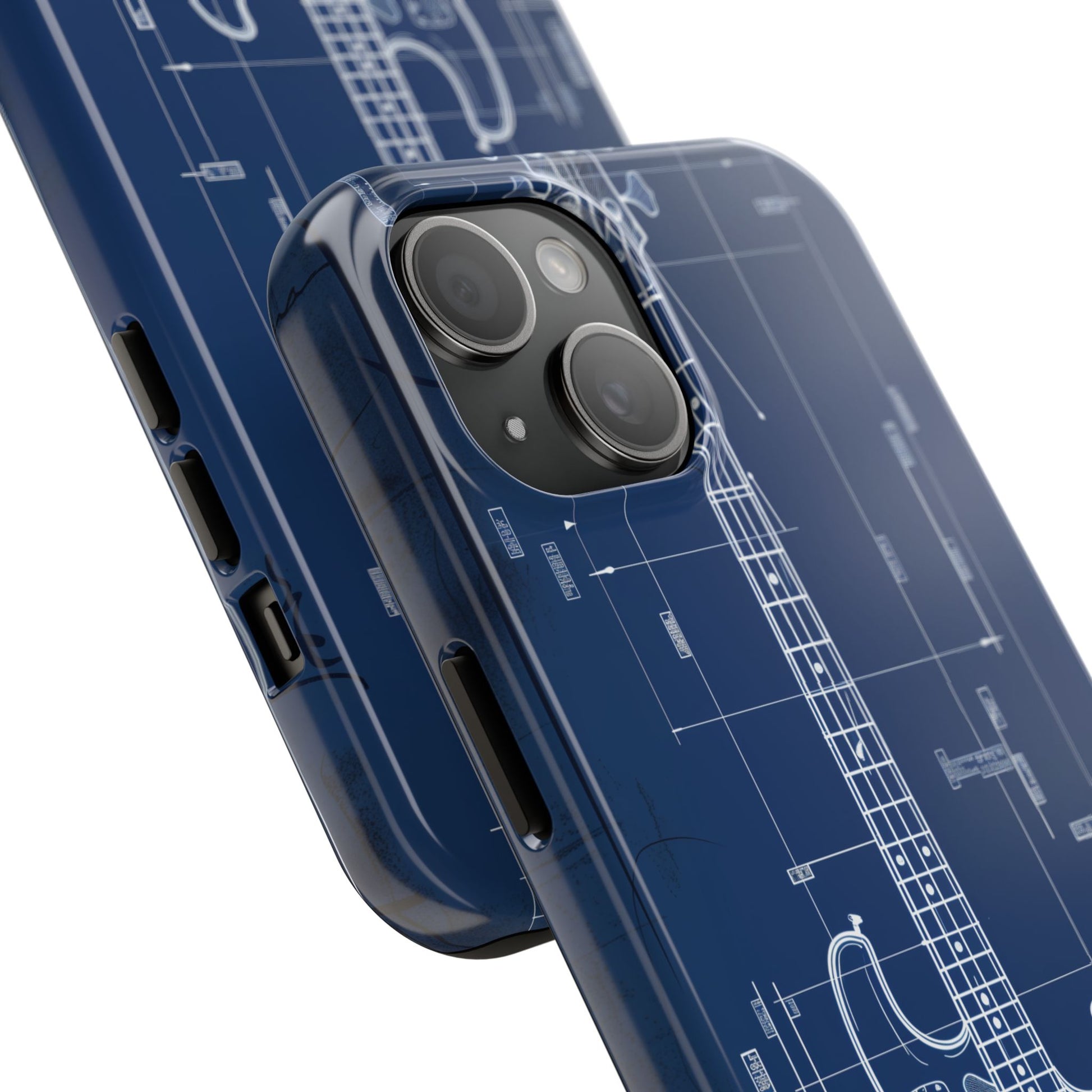 Guitar Phone Case Blueprint Schematic Vintage Custom Design Fender Gibson Rickenbacker Custom Rock Music Phone Accessories Musician Gift