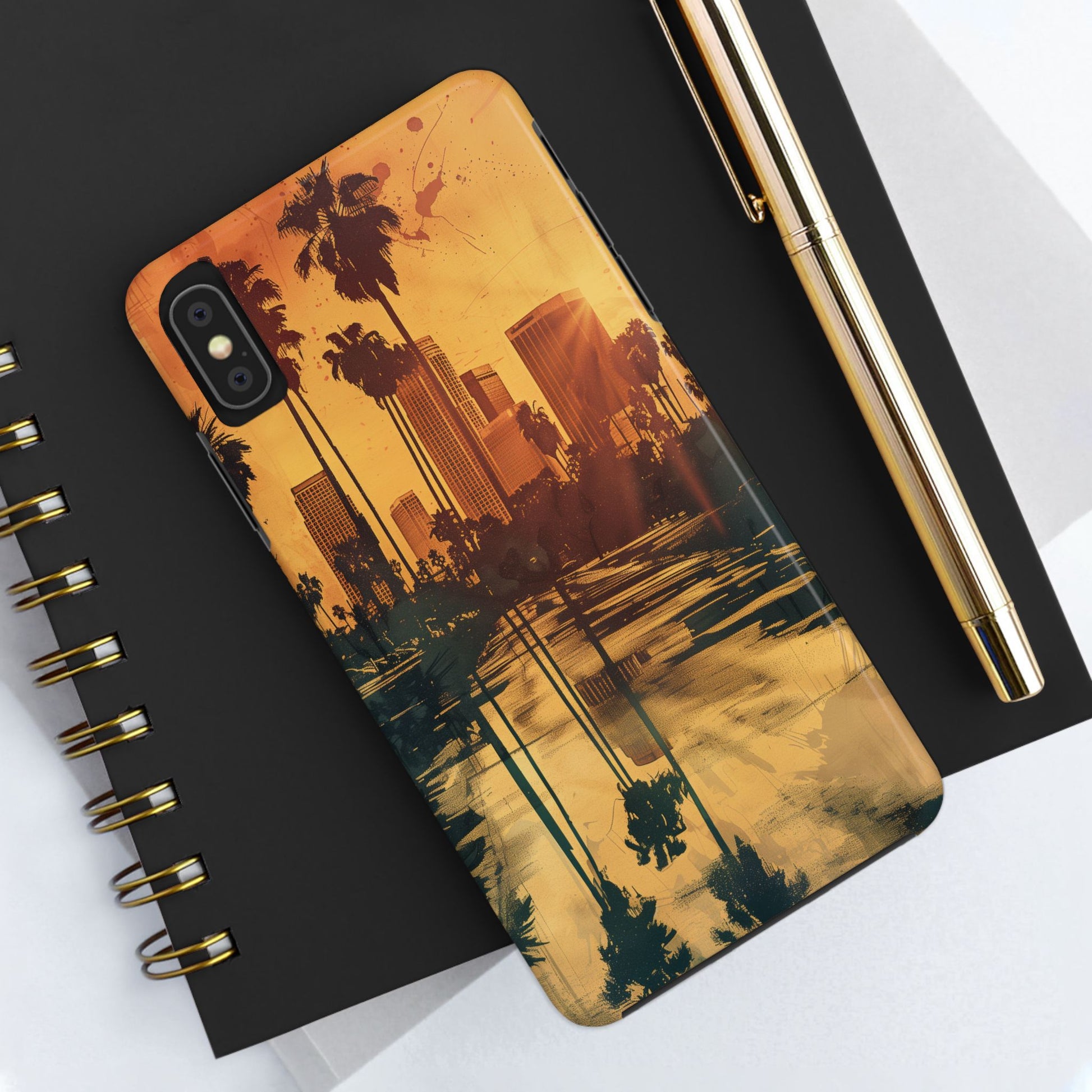 Los Angeles Sunset iPhone Case, Golden Hour Scenic View, Hollywood Hills Sunset Phone Case, Palm Trees Phone Case, iphone 15 pro max case