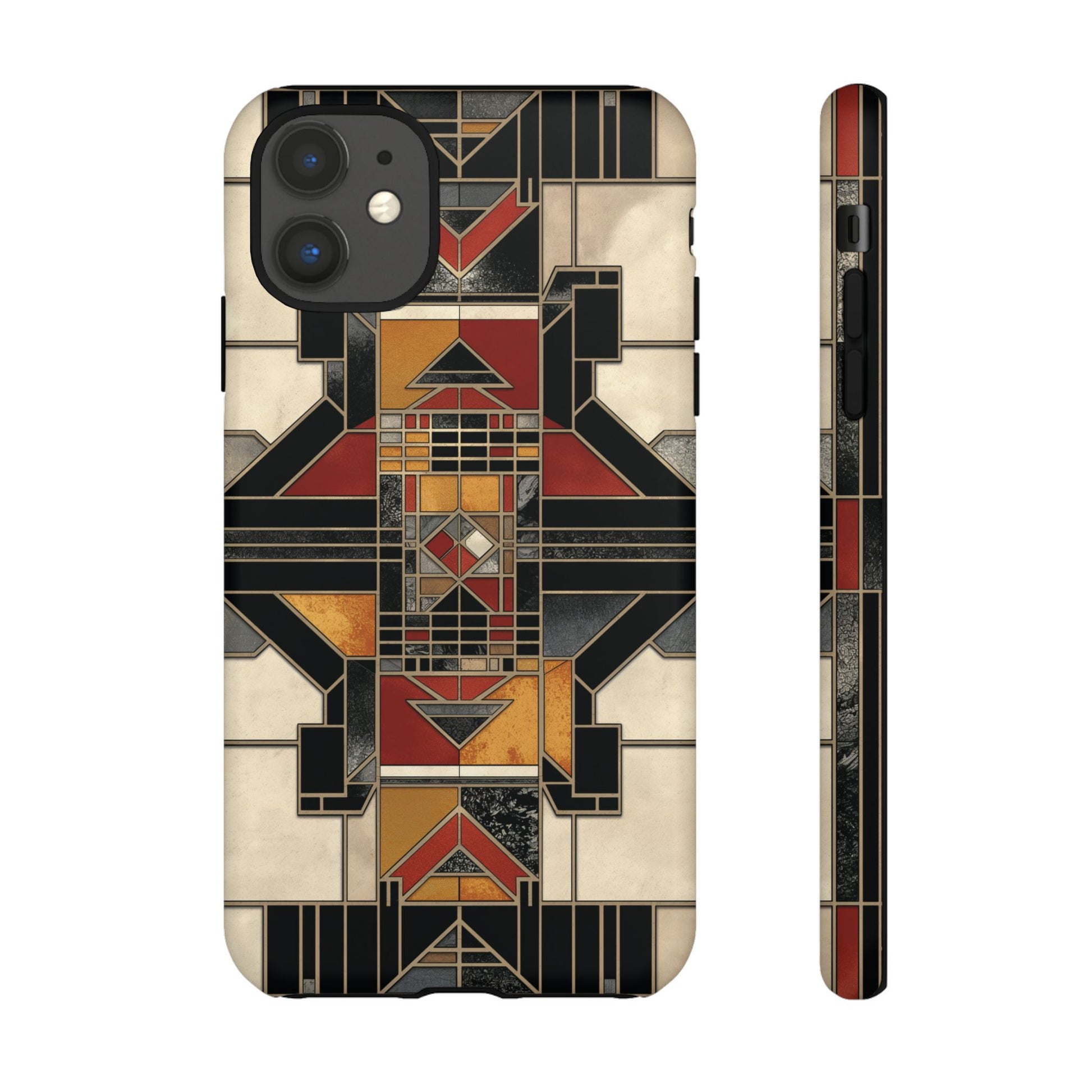 Stained Glass Art Deco Southwest Prairie Style Frank Lloyd Phone Case Geometric Marble Gold 13 14 15 16 iPhone Pro Max Galaxy Pixel