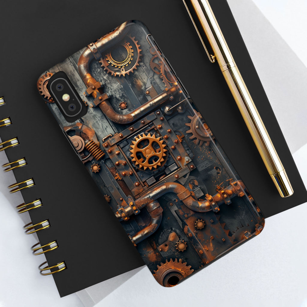 Steampunk Phone Case - Industrial Style Cover with Pipes and Cogs - Unique Steampunk Accessory for Your Phone