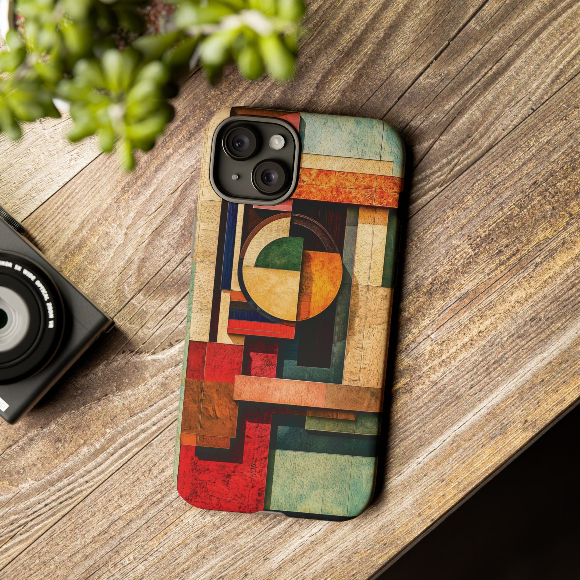 Tan Prairie Style Frank Lloyd Wright Usonian Phone Case Geometric Stained Glass Art Deco Marble Gold 13 14 15 16 iPhone Pro Max Galaxy Pixel