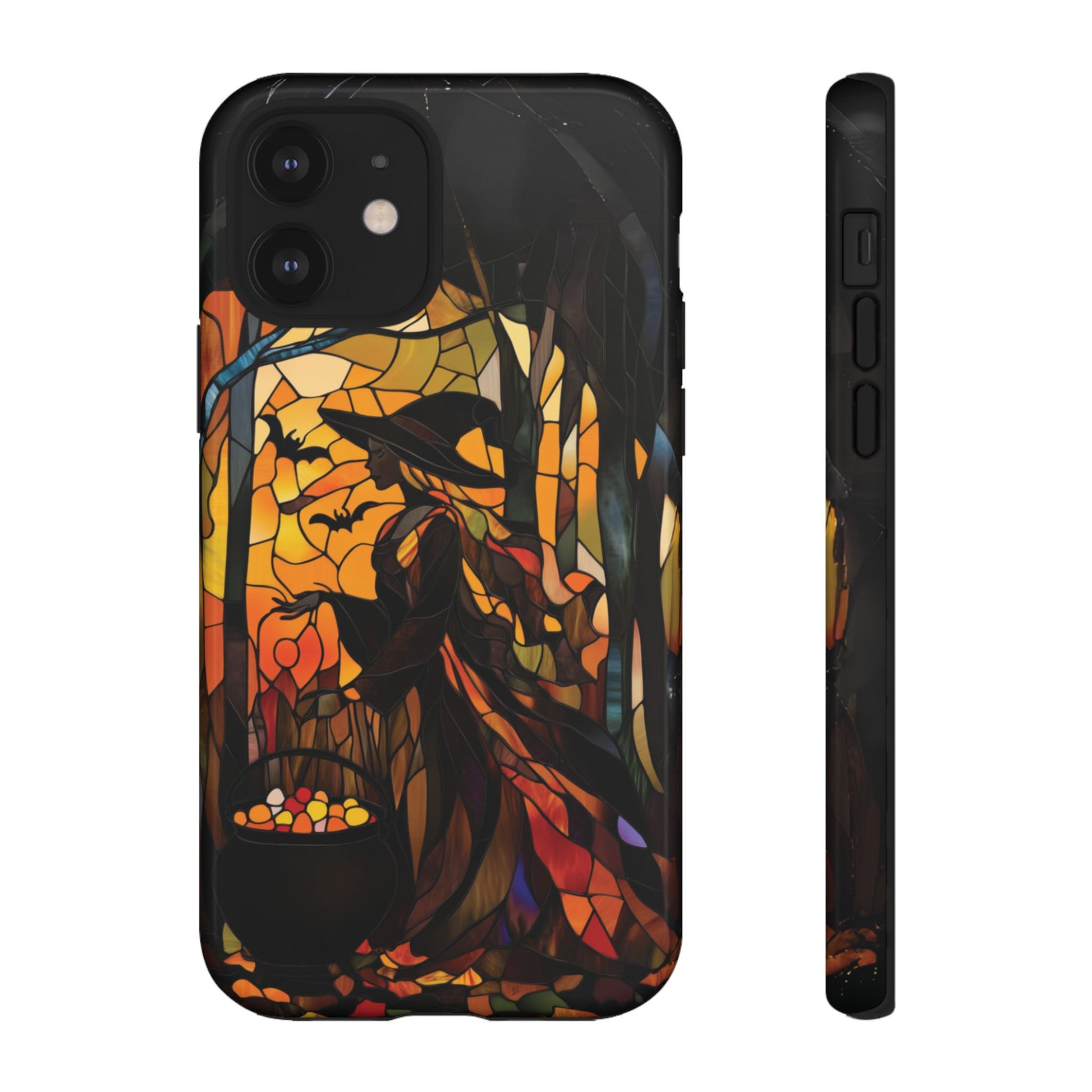 Dark Academia Halloween Witch Stained Glass Style