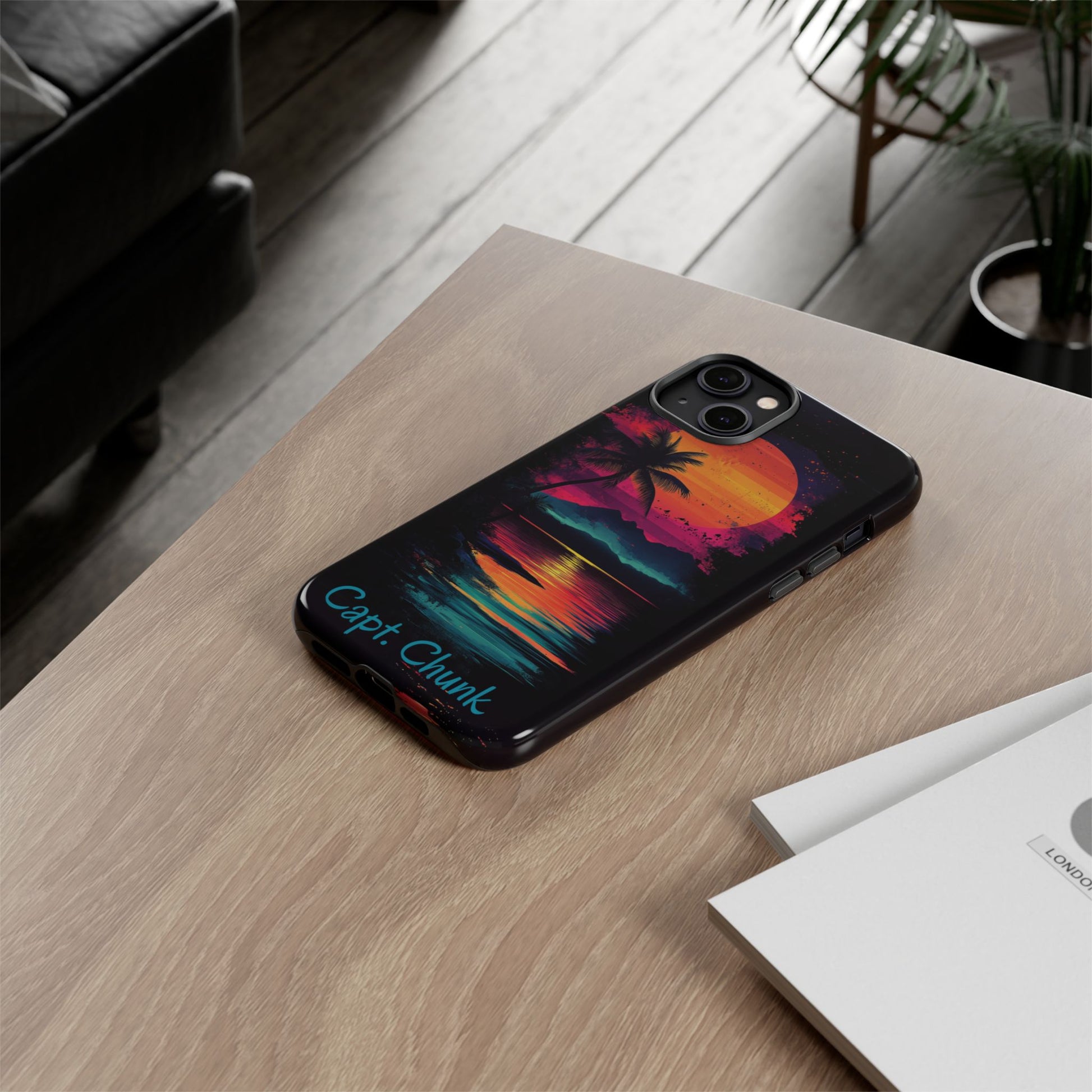 Custom Personalized Retro Palm Tree Sunset Phone Case iPhone 14 15 16 Pro Max Galaxy S24 Google Pixel Mountain Beach Fantasy Surfing Neon