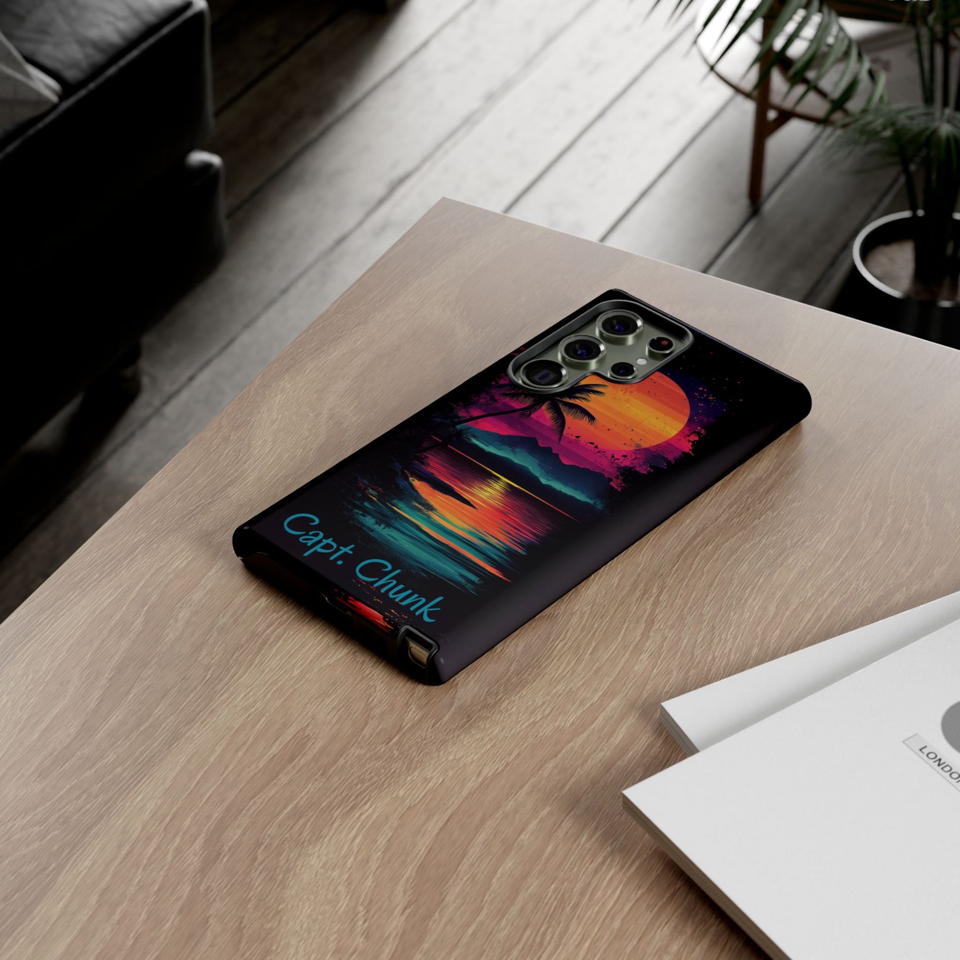 Custom Personalized Retro Palm Tree Sunset Phone Case iPhone 14 15 16 Pro Max Galaxy S24 Google Pixel Mountain Beach Fantasy Surfing Neon