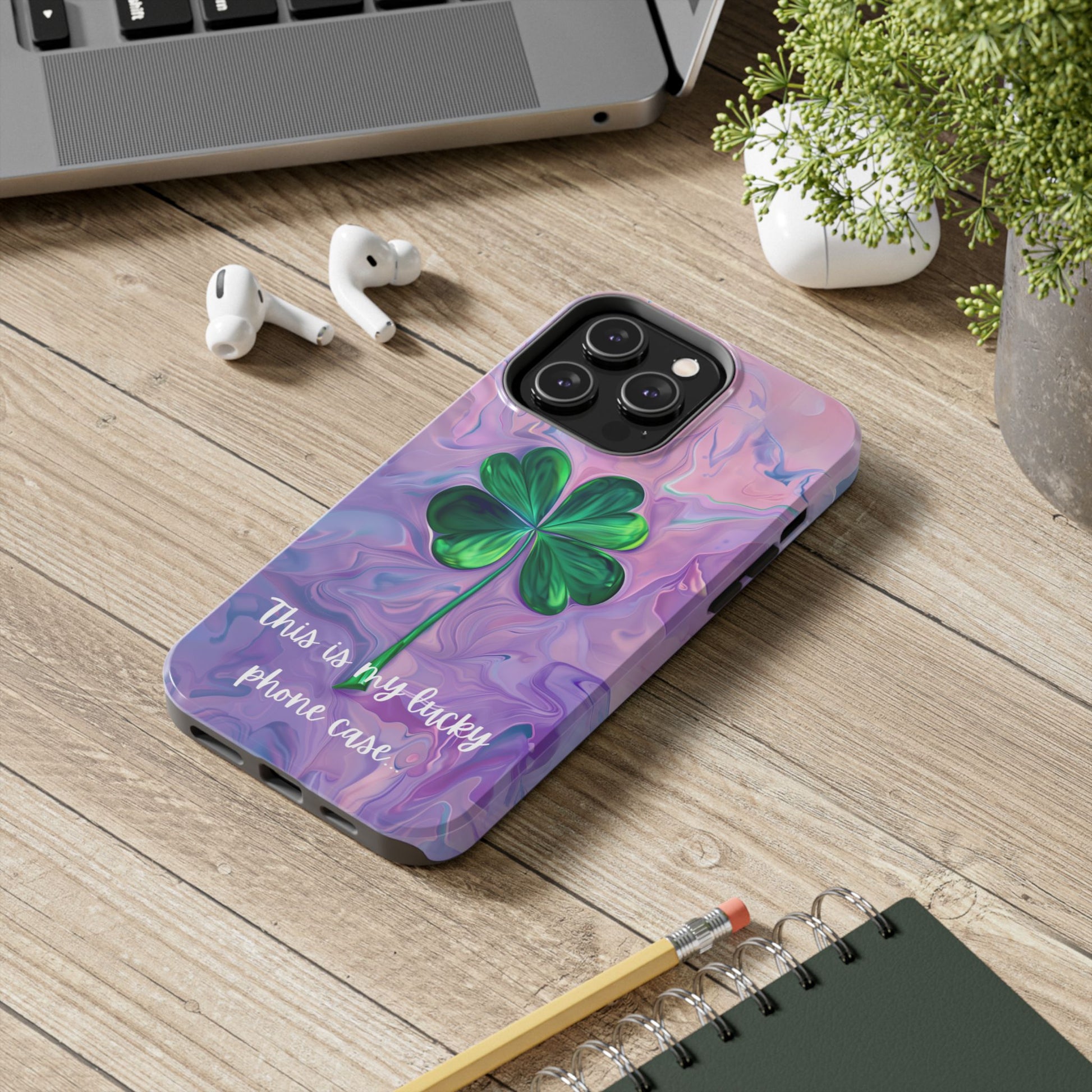 St Patrick's Day Lucky Phone Case Four Leaf Clover Durable Phone Case Good Luck Charm Protective iPhone 13 14 15 16 Pro Max Plus Galaxy