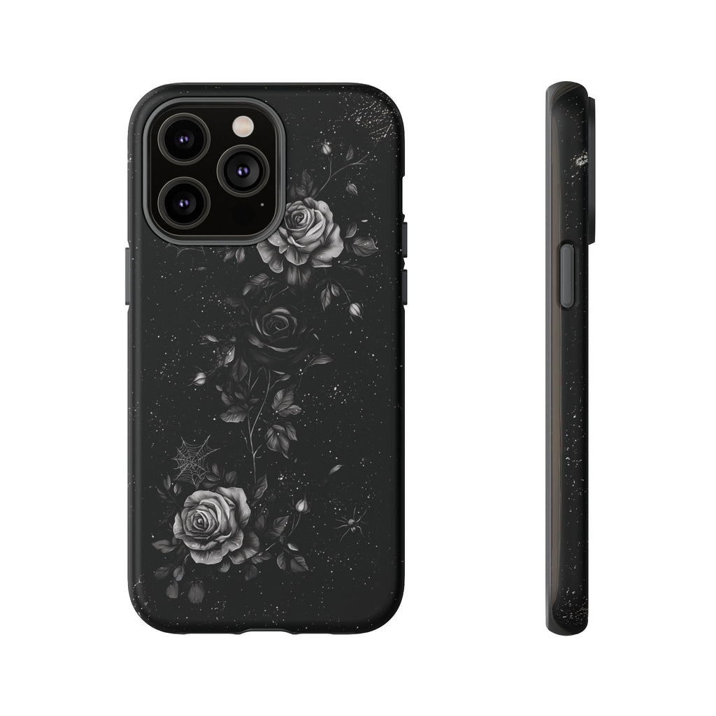 Gothic Floral Phone Case Dark Academia Black Roses Spider Webs Space Witchcraft Night Sky iPhone 13 14 15 16 Pro Max Galaxy Pixel