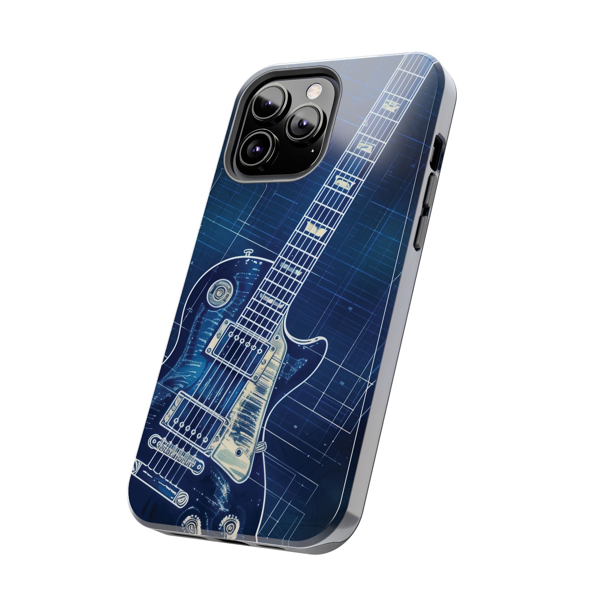 Guitar Phone Case, Guitar Blueprint iPhone Cover, Vintage Guitar Design, Custom iPhone Covers, Rock Music Phone Accessories, Musician Gift