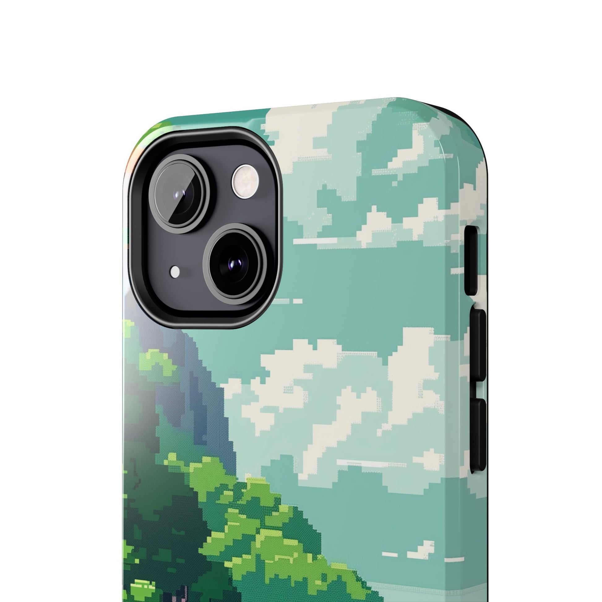 Pixel Art Video Game Landscapes Phone Case, Retro Gaming Pixelated Design, Geeky Gamer Phone Cover, Unique Video Game Art Accessories