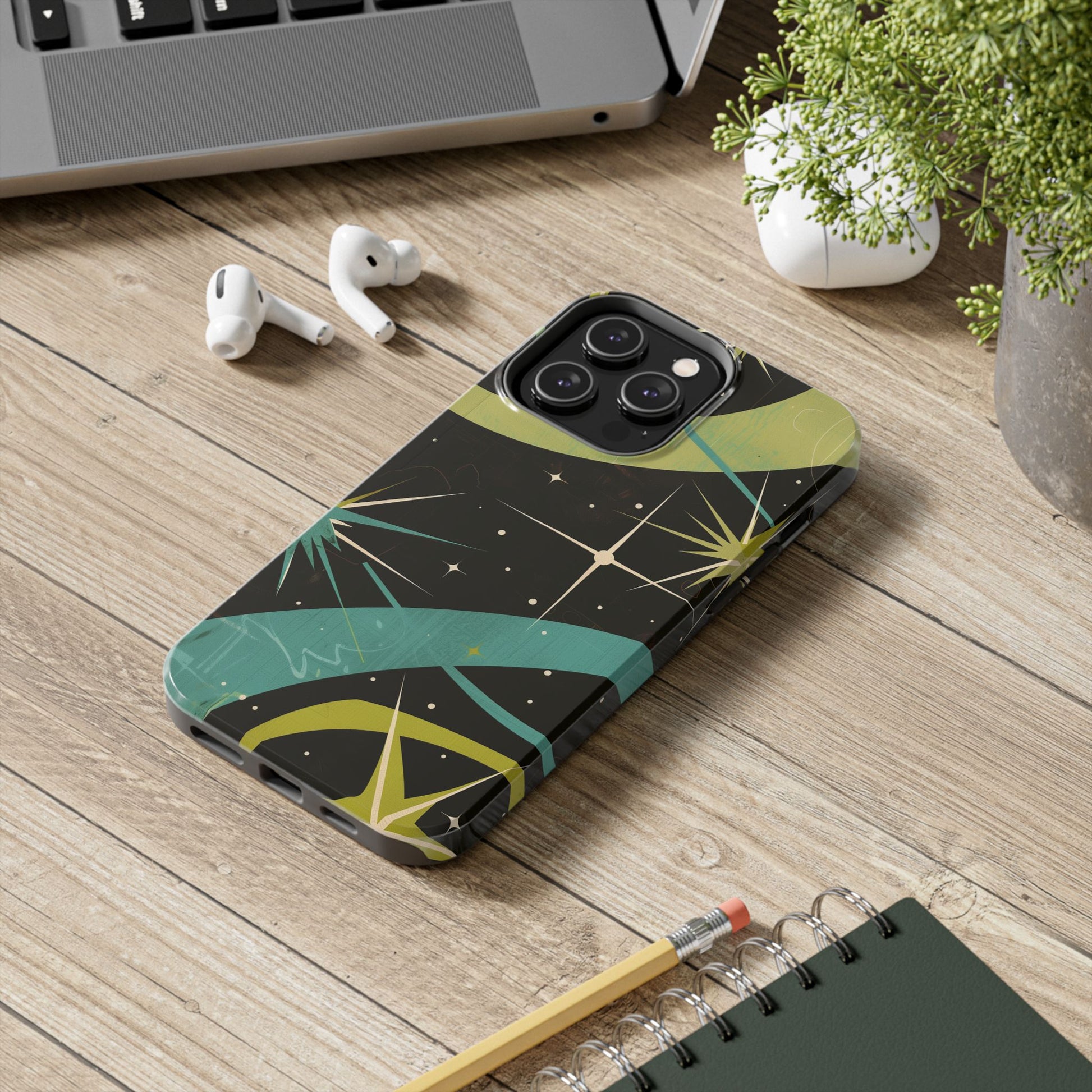 Mid Century Modern Star Design Phone Case, Earth Tone Colors, Retro Style Smartphone Cover, Vintage Phone Case, iPhone 14 Case, Apple iPhone