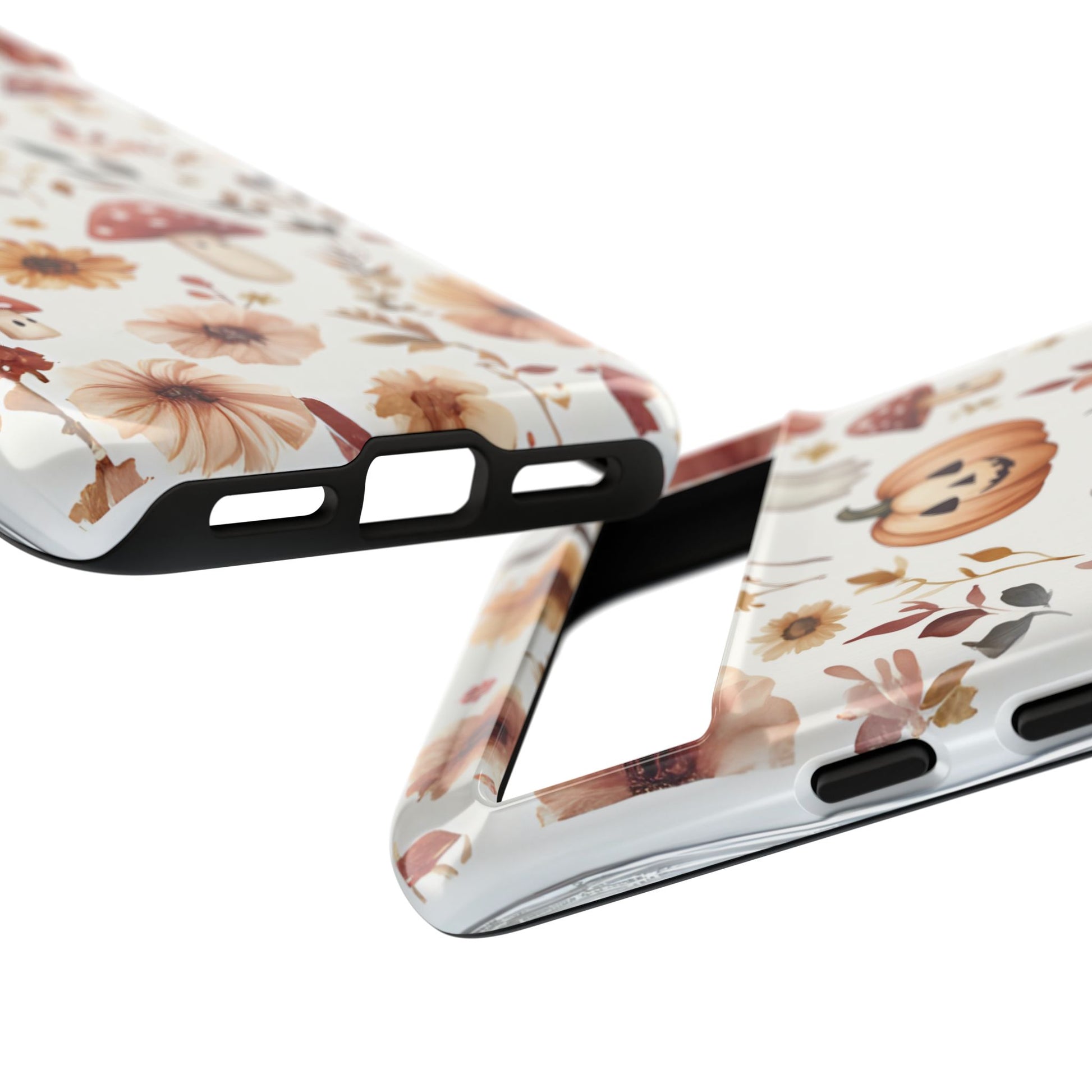 Cottagecore Fall Floral Phone Case for iPhone Samsung Pixel Autumn Pumpkin Tough Case iPhone 16 15 14 13 Pro Max