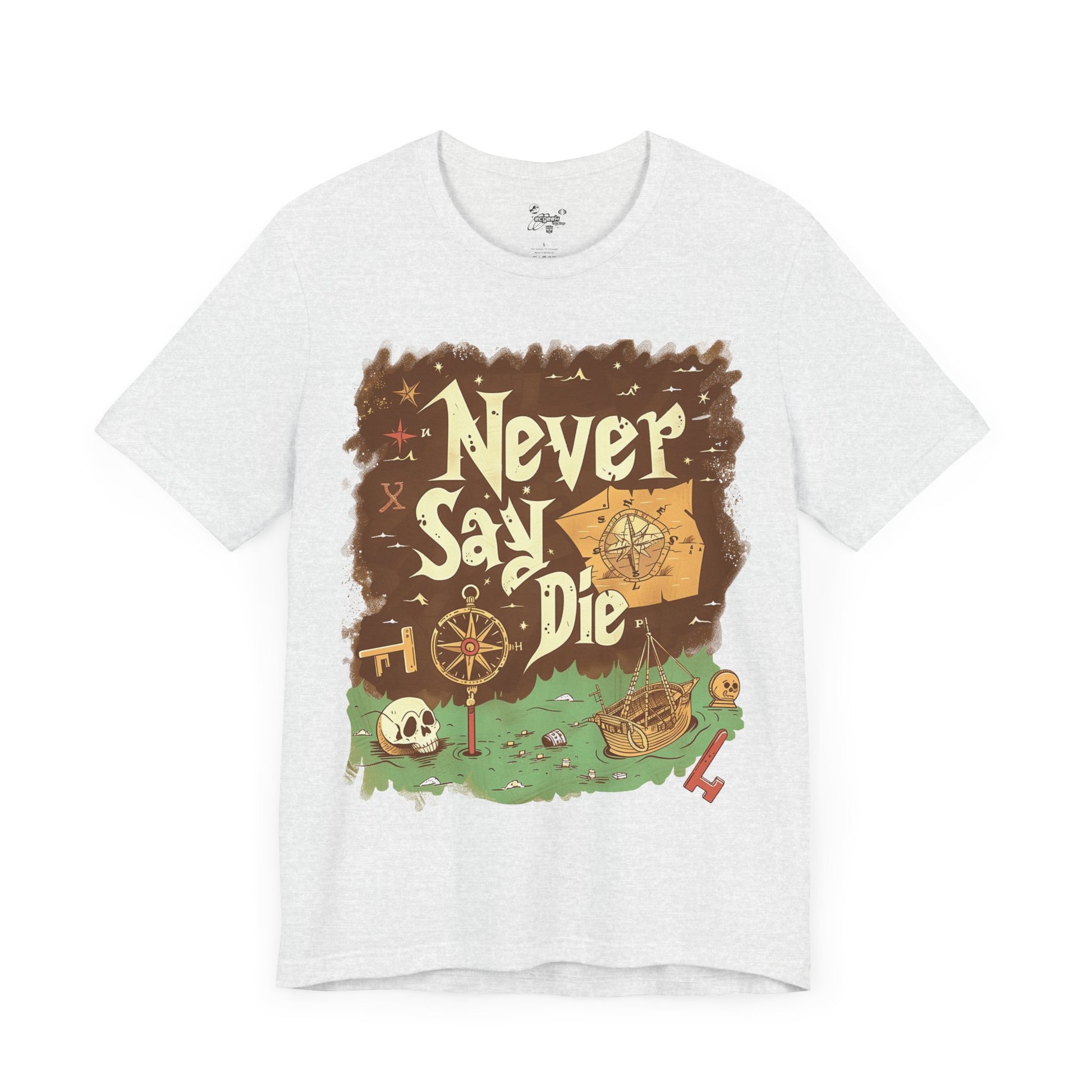 Never Say Die Goonies Inspired Treasure Hunt Shirt Pirate Map Graphic Tee Retro Movie Shirt 80s Movie Lovers