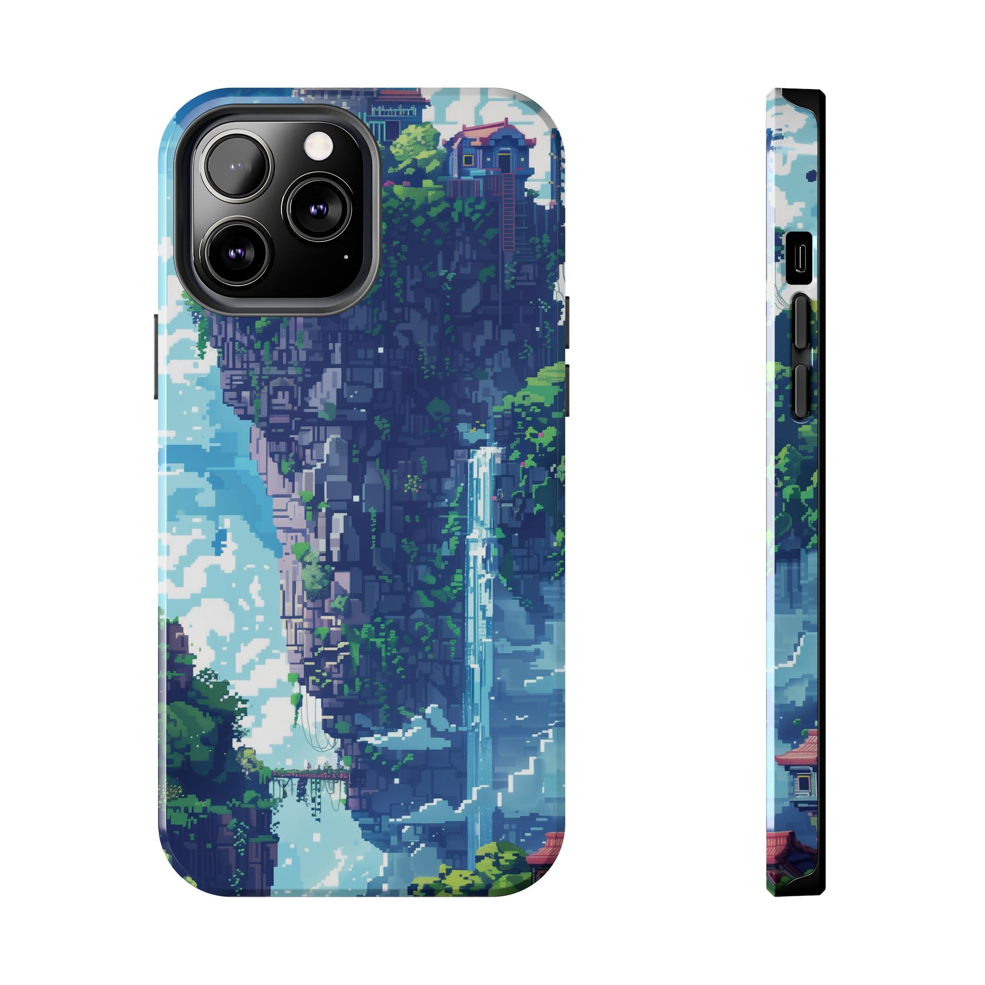 Pixel Art Video Game Landscapes Phone Case, Retro Gaming Pixelated Design, Geeky Gamer Phone Cover, Unique Video Game Art Accessories