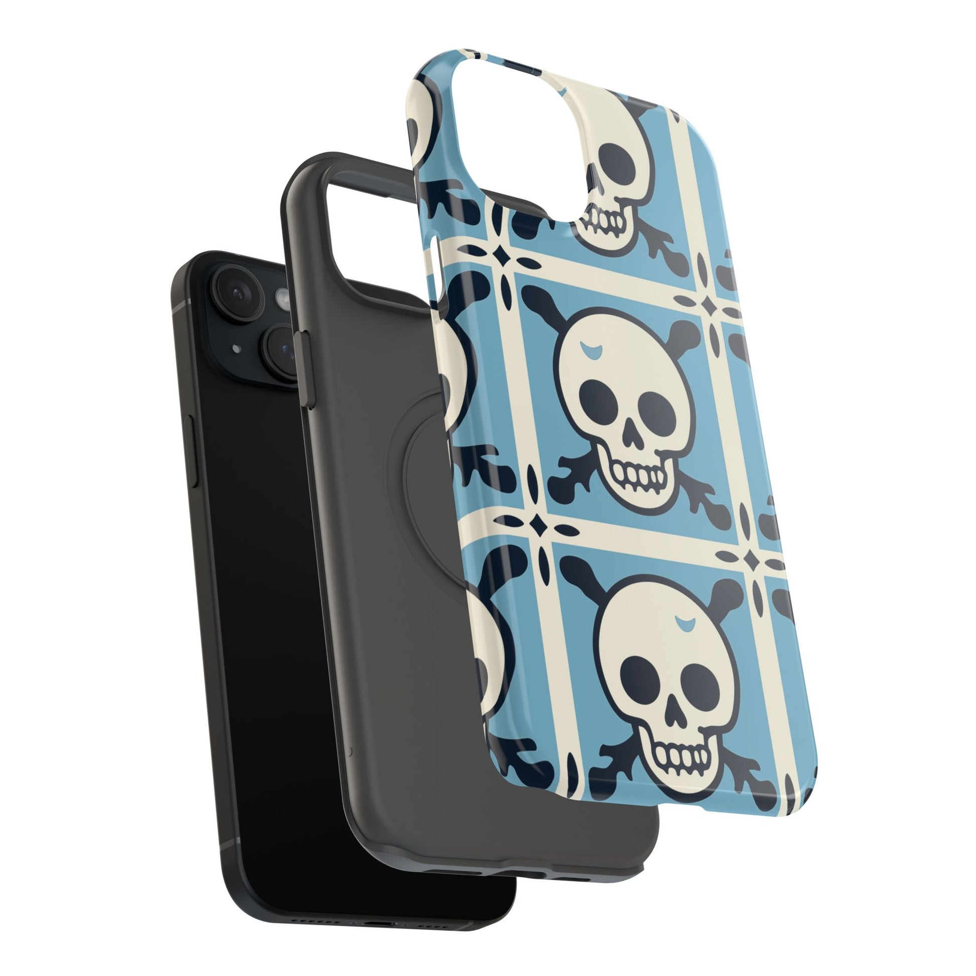 Cute Skull Phone Case Sugar Skull Ghingham Impact-Resistant Cover Goth Skull, Halloween Gift iphone 13 14 15 16 Pro Max