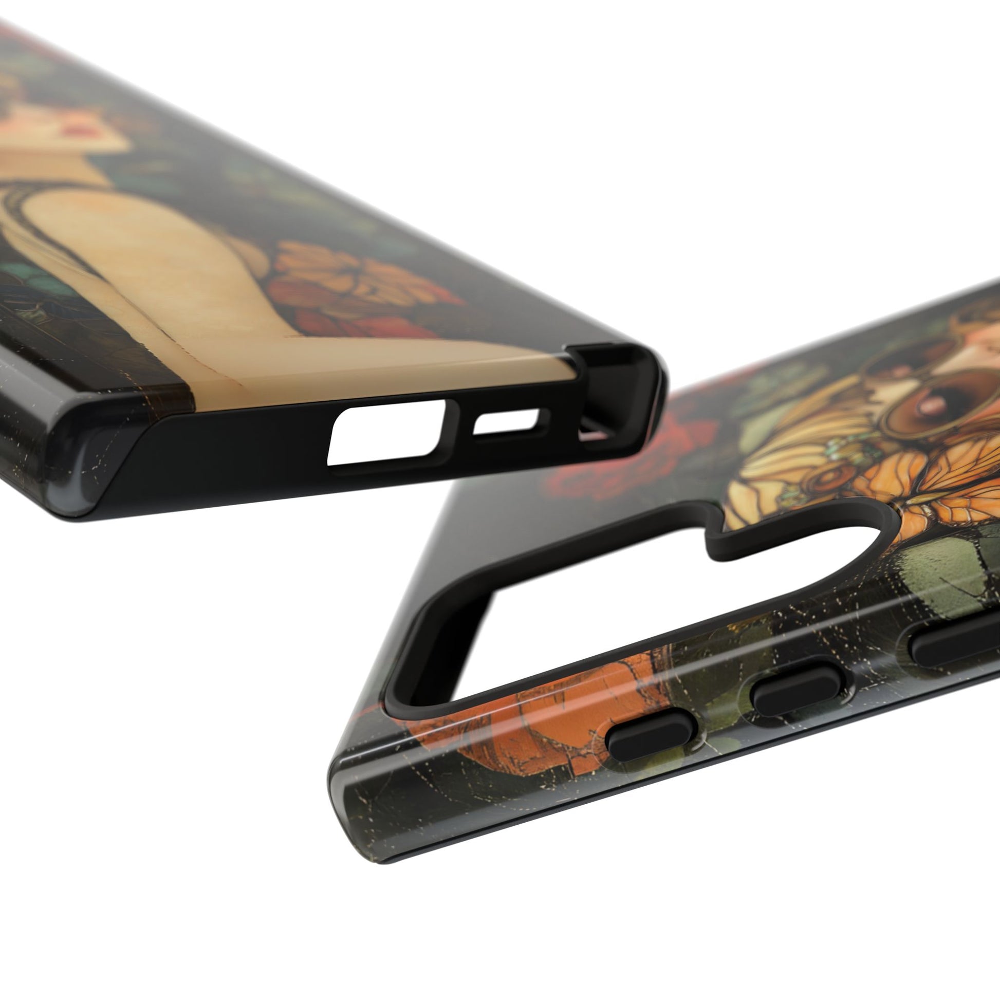 Butterfly Art Deco Flapper Woman Mosaic Phone Case 1920s Art Nouveau Design in Red Stained Glass Alphonse Mucha Style Gatsby Style Poster