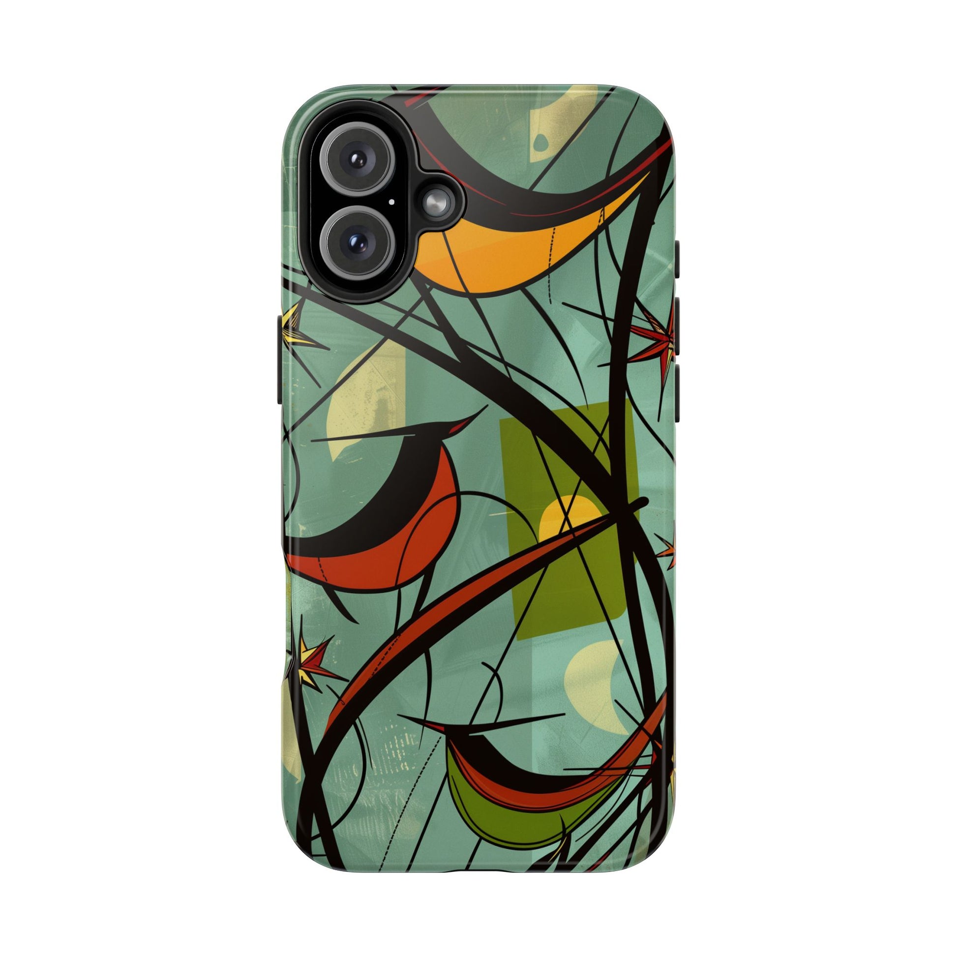 Mid Century Modern Animal Phone Case, Atomic Birds, Bird Iphone Case,Earth Tone Colors, Retro Style Smartphone Cover, iphone 14 Case, Apple