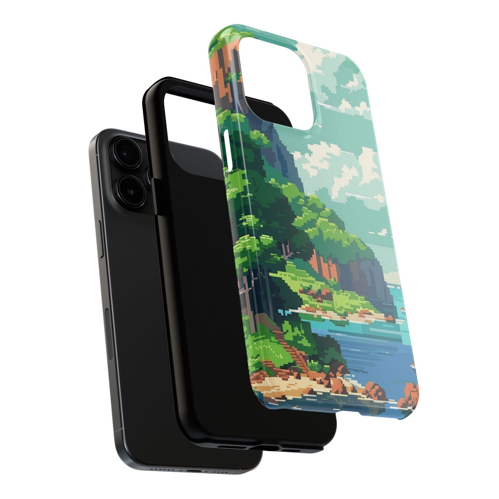 Pixel Art Video Game Landscapes Phone Case, Retro Gaming Pixelated Design, Geeky Gamer Phone Cover, Unique Video Game Art Accessories