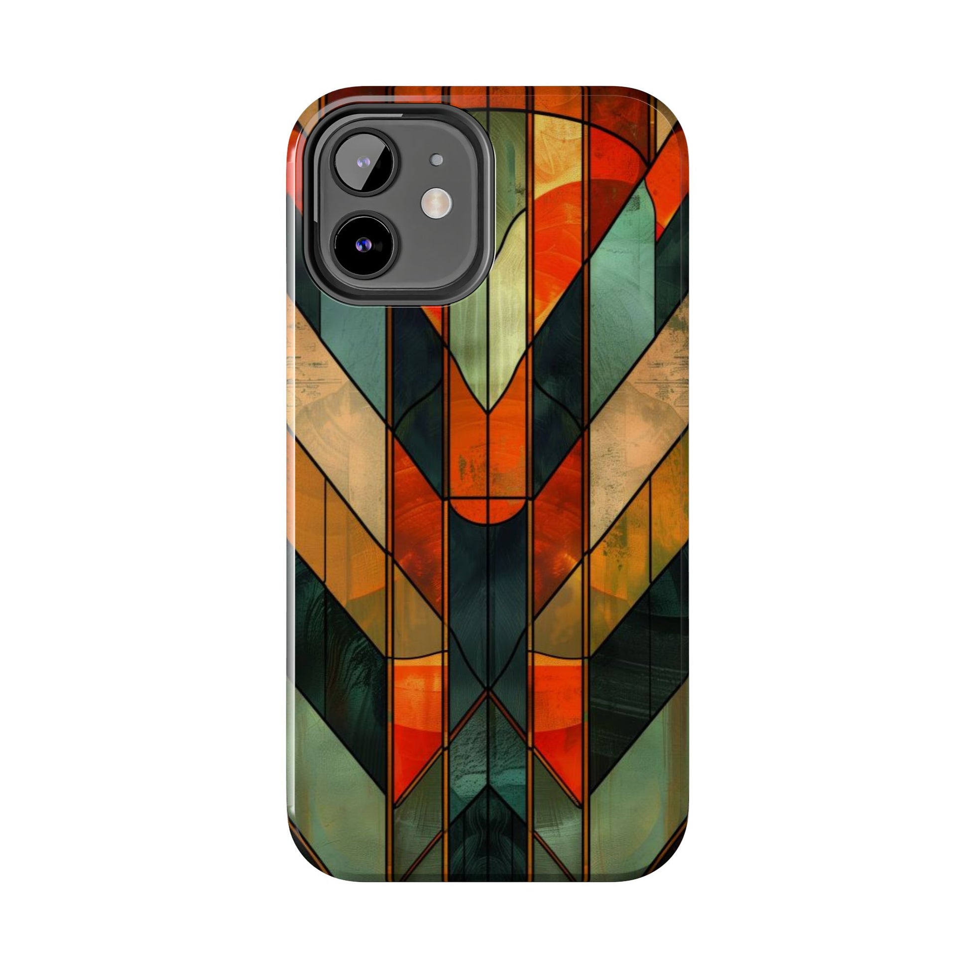 Noir Art Deco Colorful Stained Glass - Durable Dual Layer Iphone Case - Architect Phone Case