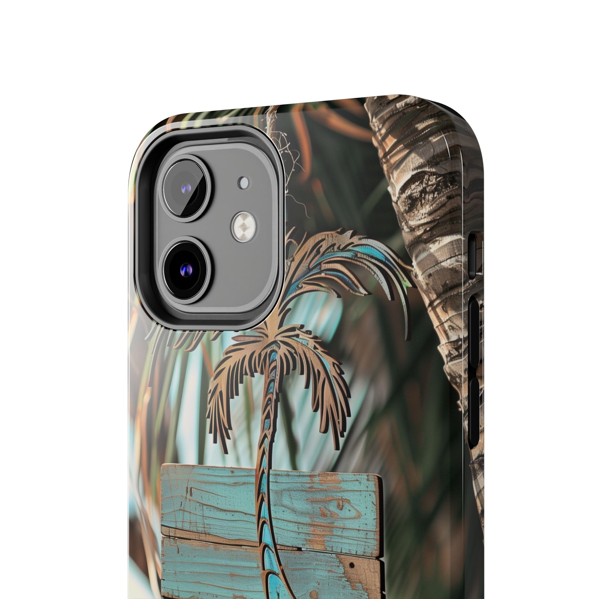 Durable Phone Case with Palm Tree Charm