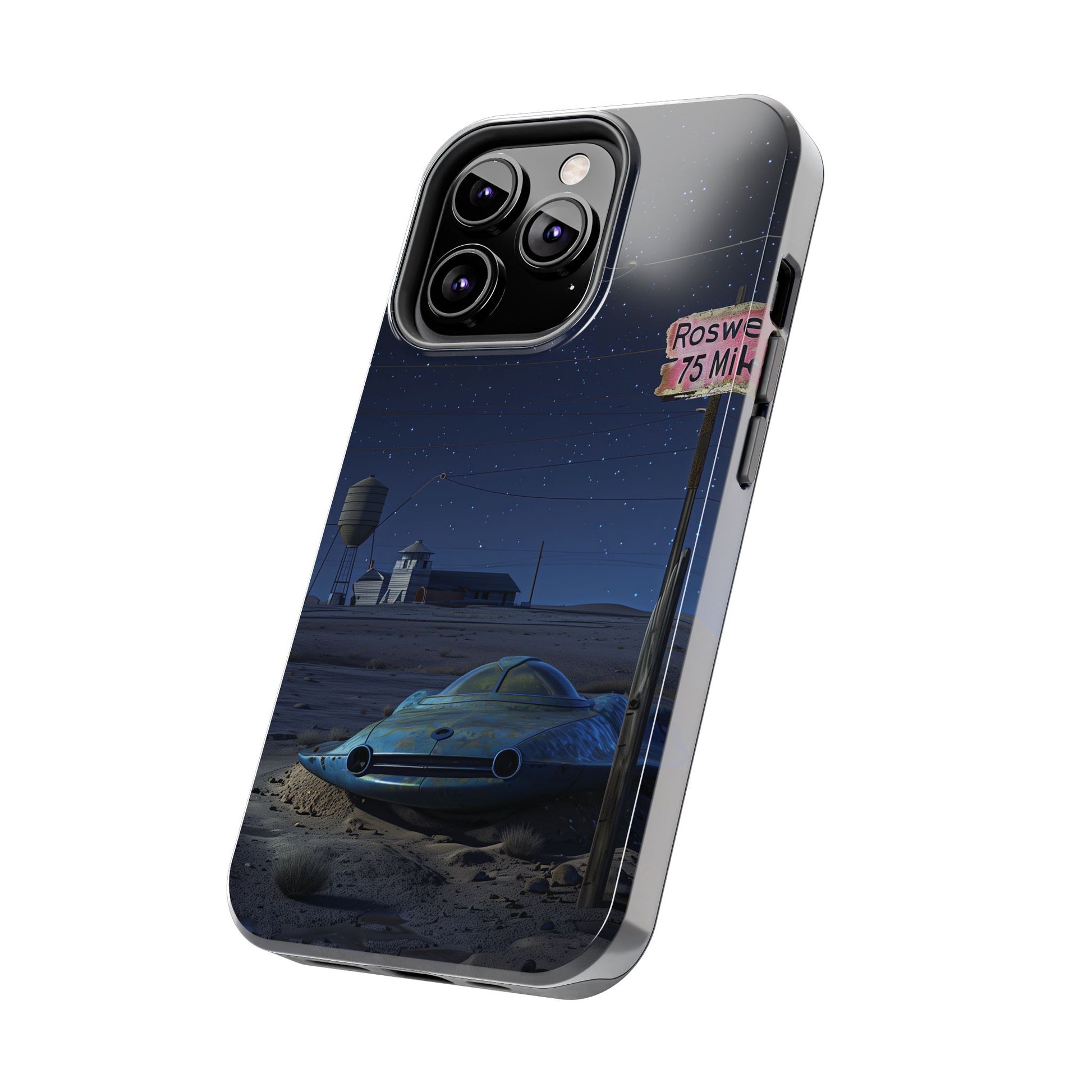 UFO Phone Case, Tough iPhone Case, Roswell UFO Crash Phone Case, Alien Invasion Design, Extraterrestrial iPhone Cover, Unique Sci-Fi Gift