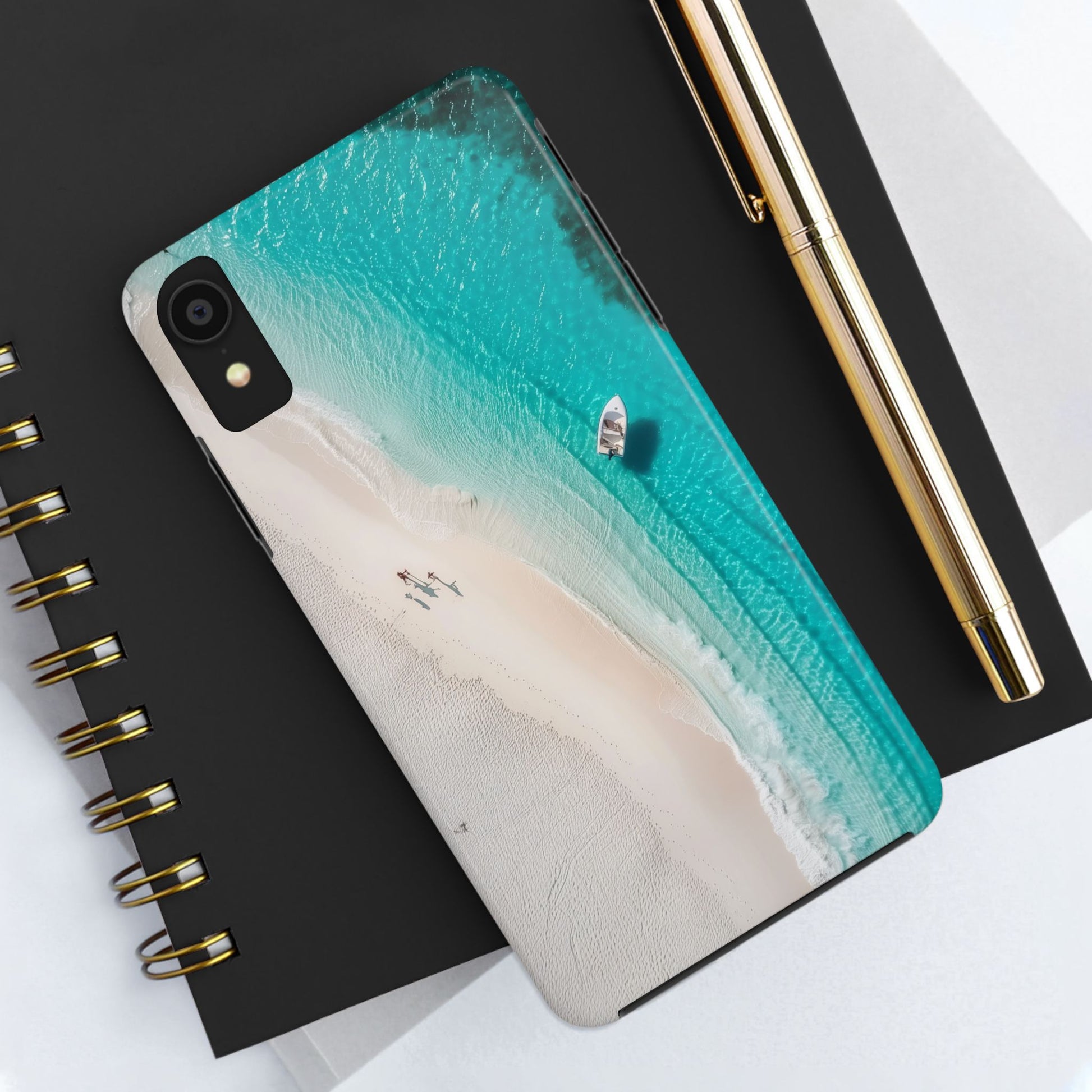 Turquoise Tranquility: Durable iPhone Case with White Sand Beach