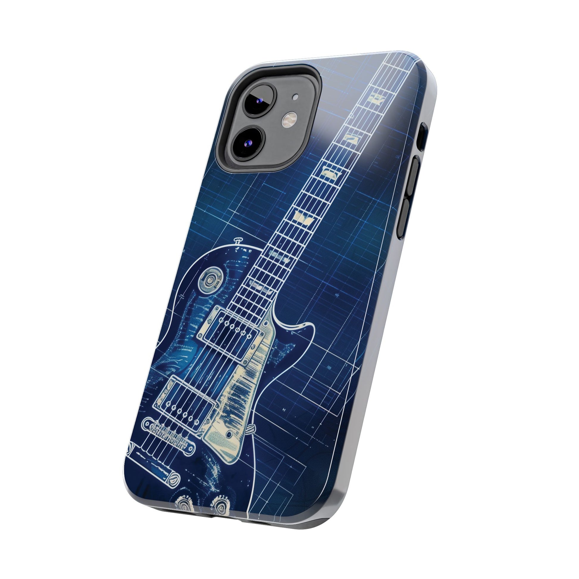 Guitar Phone Case, Guitar Blueprint iPhone Cover, Vintage Guitar Design, Custom iPhone Covers, Rock Music Phone Accessories, Musician Gift