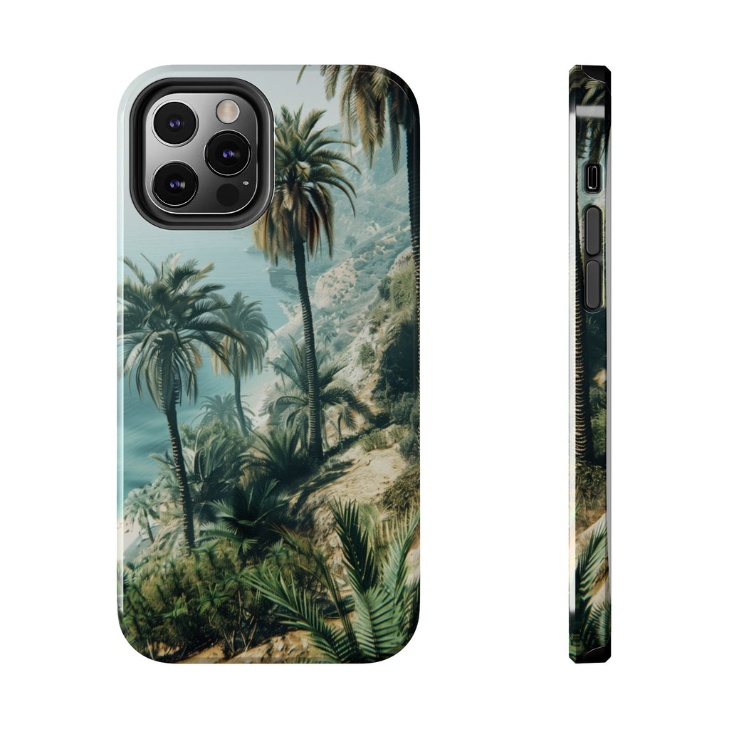 Coastal Breeze: Durable iPhone Case with Ocean View and Palm Trees