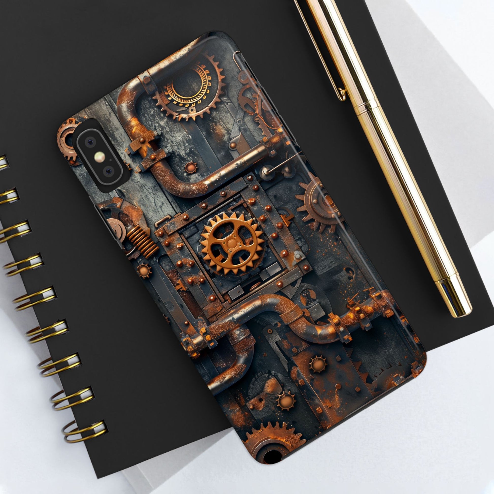 Steampunk Phone Case - Industrial Style Cover with Pipes and Cogs - Unique Steampunk Accessory for Your Phone