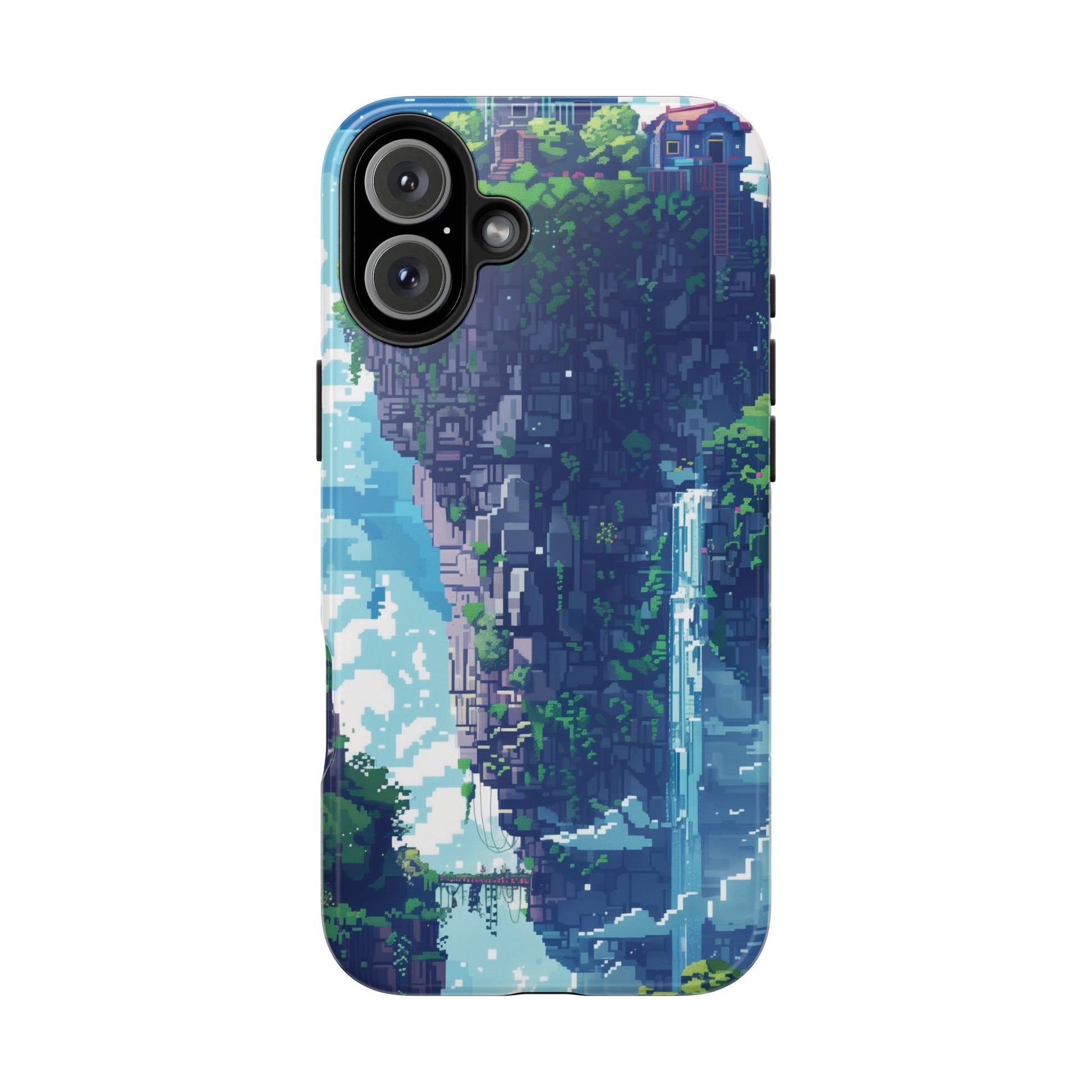 Pixel Art Video Game Landscapes Phone Case, Retro Gaming Pixelated Design, Geeky Gamer Phone Cover, Unique Video Game Art Accessories