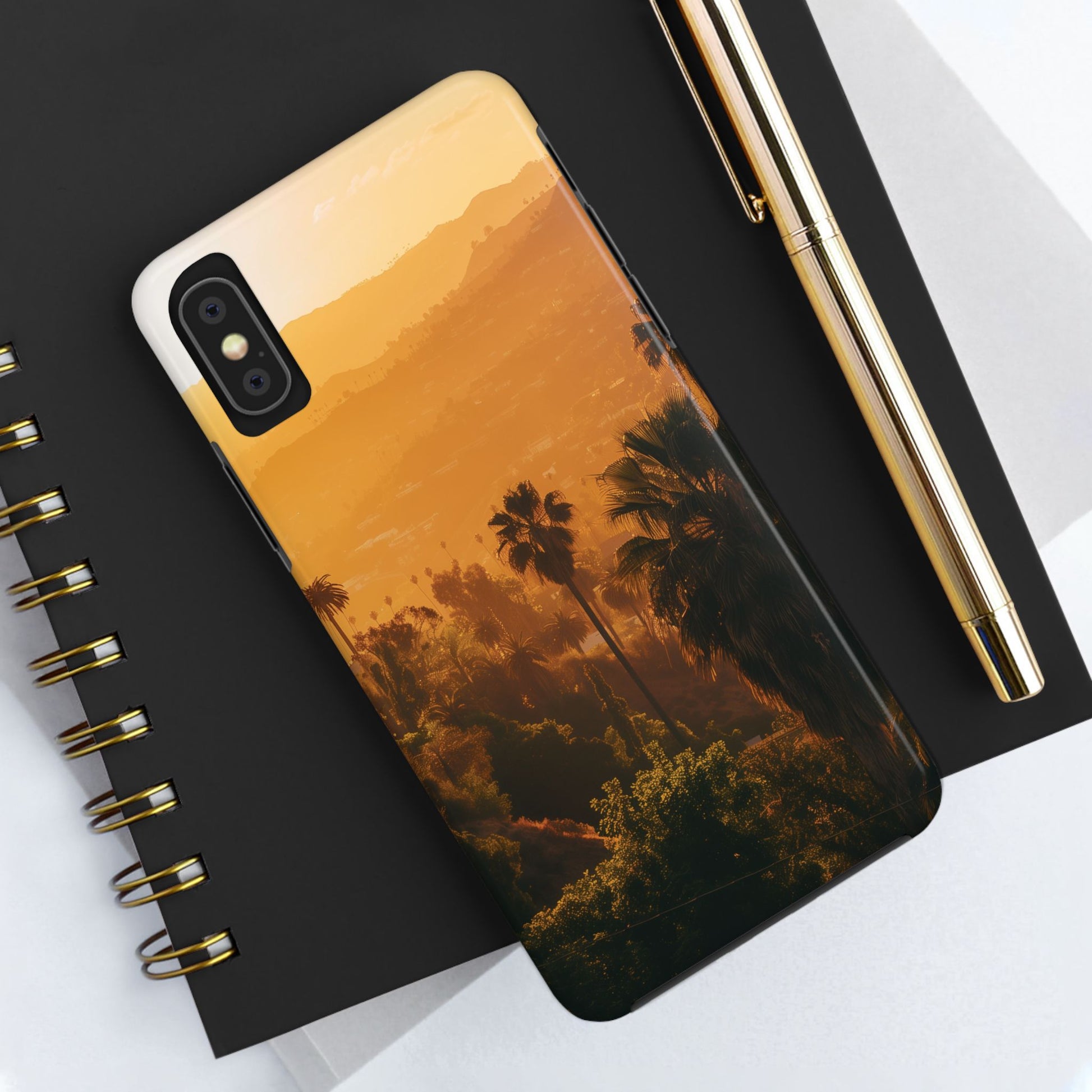 Los Angeles Sunset iPhone Case, Golden Hour Scenic View, Hollywood Hills Sunset Phone Case, Palm Trees Phone Case, iphone 15 pro max case