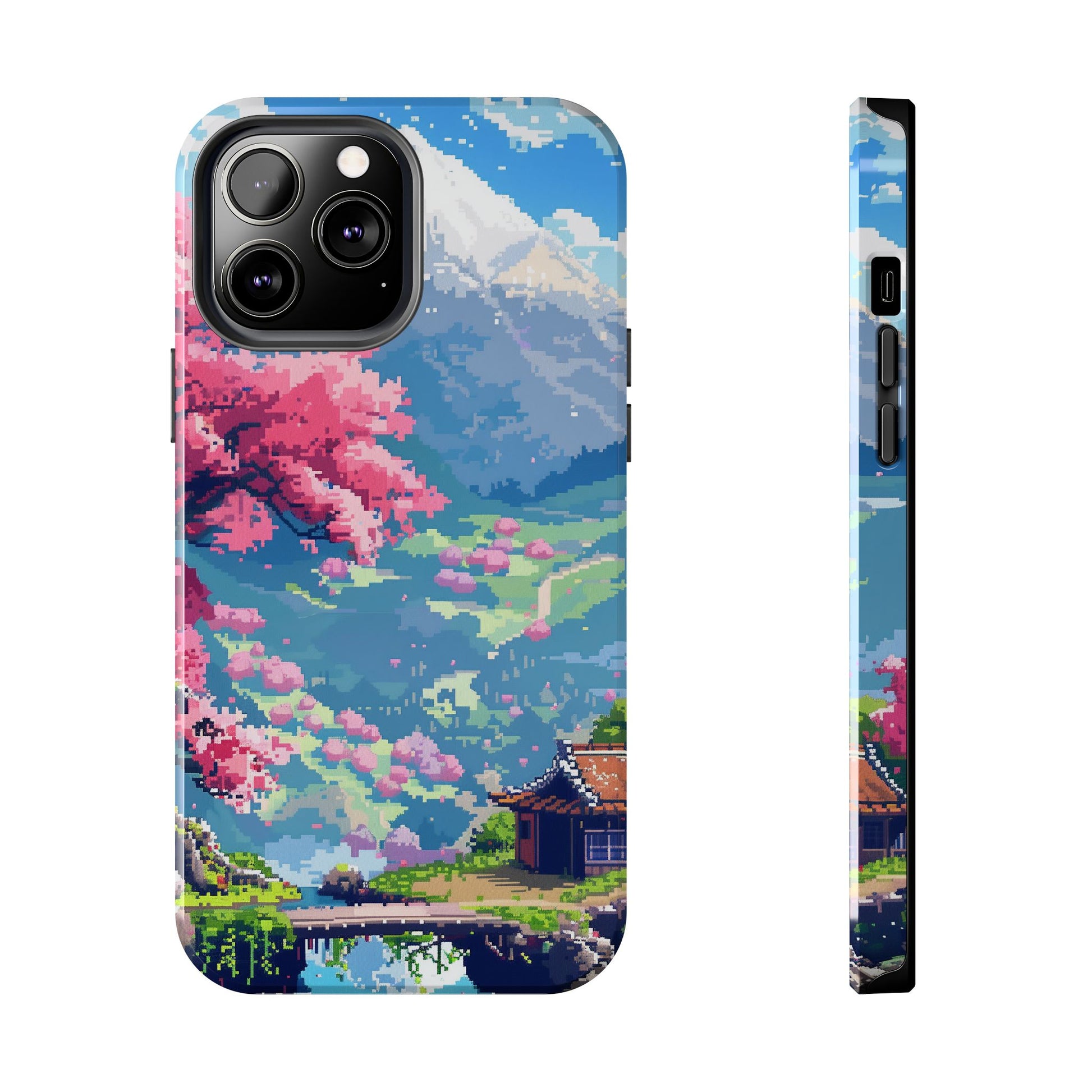 Pixel Art Video Game Landscapes Phone Case, Retro Gaming Pixelated Design, Geeky Gamer Phone Cover, Unique Video Game Art Accessories