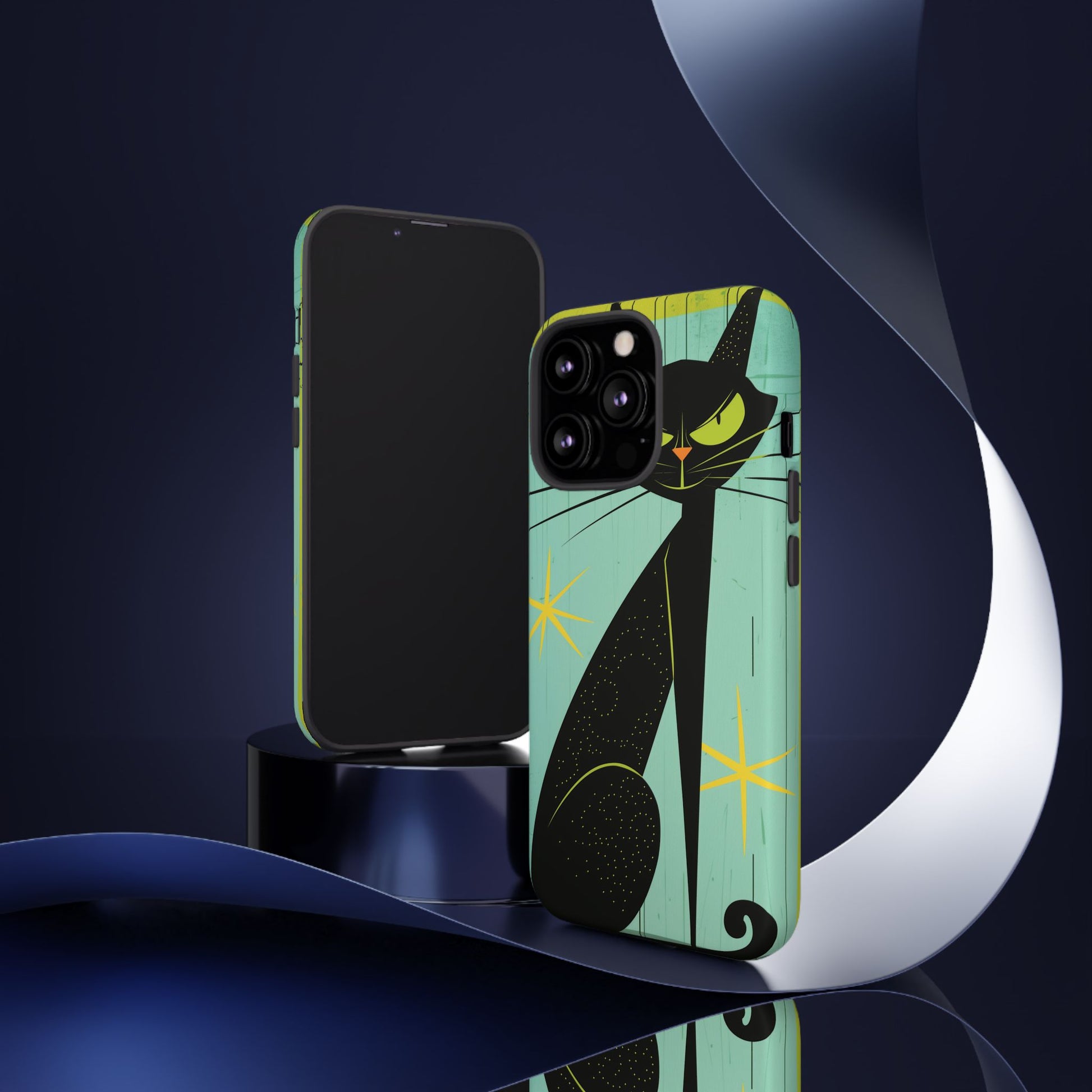 Mid-Century Modern Phone Case, Mid Mod Android Case, Atomic Cats Android Case, Retro Chic Smartphone Cover, Unique Artistic Phone Accessory