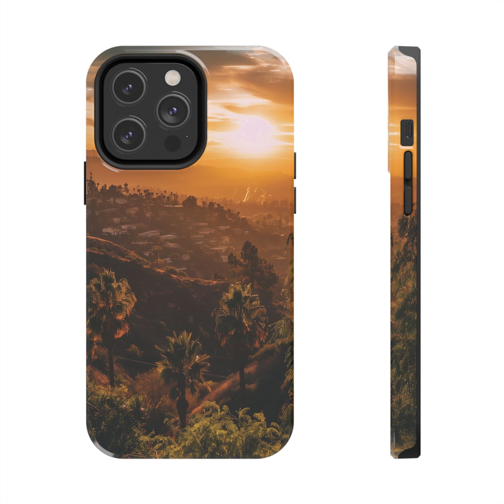 Los Angeles Sunset iPhone Case, Golden Hour Scenic View, Hollywood Hills Sunset Phone Case, Palm Trees Phone Case, iphone 15 pro max case