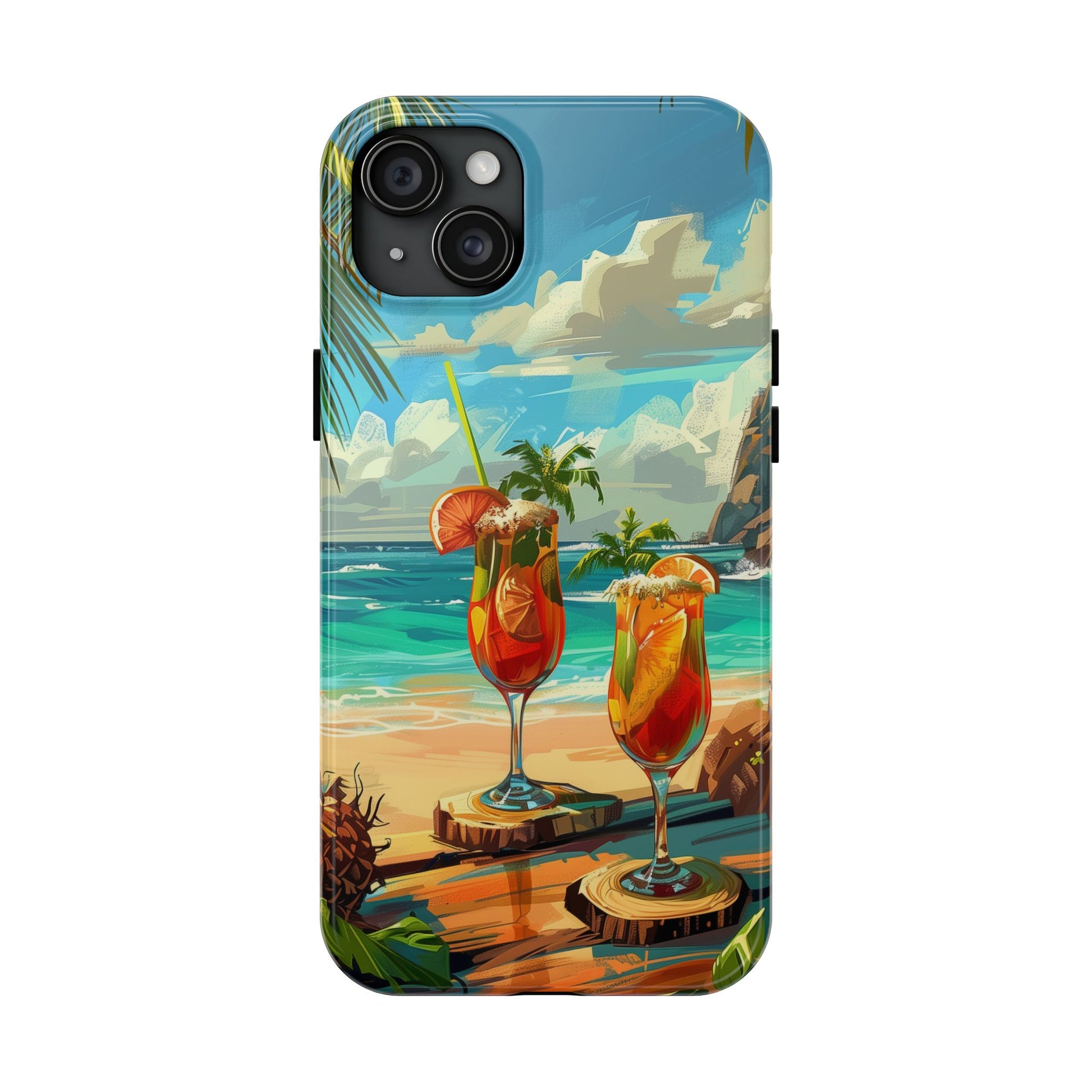 Retro Beach Scene Phone Case, Vintage Tropical Ocean iPhone Case, Summer Beach Phone Cover for iPhone, iphone 15 pro max