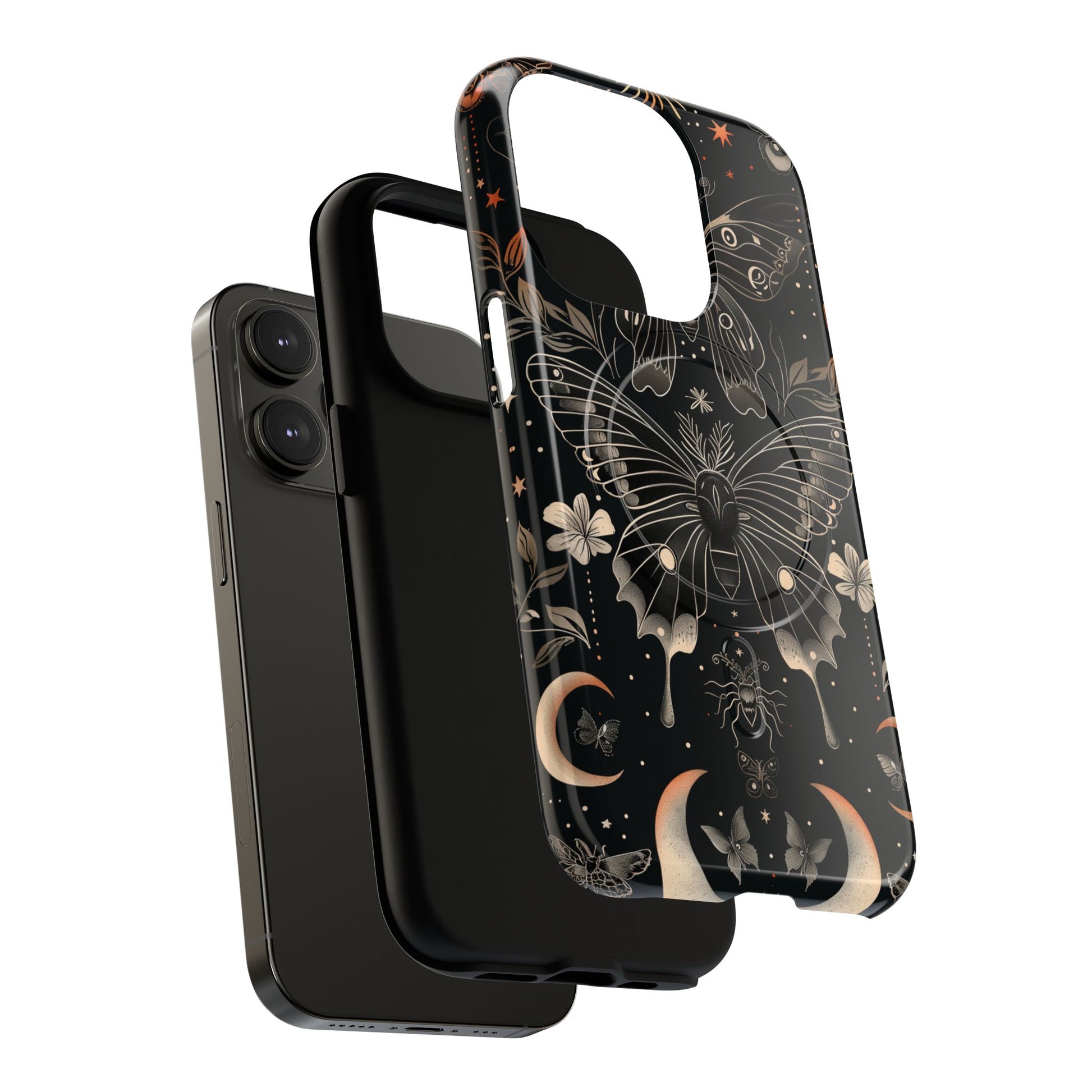 Celestial Dark Academia Phone Case Magical Moth Vintage Witchcraft Cover Esoteric Nature Art iPhone 14 15 Pro Max