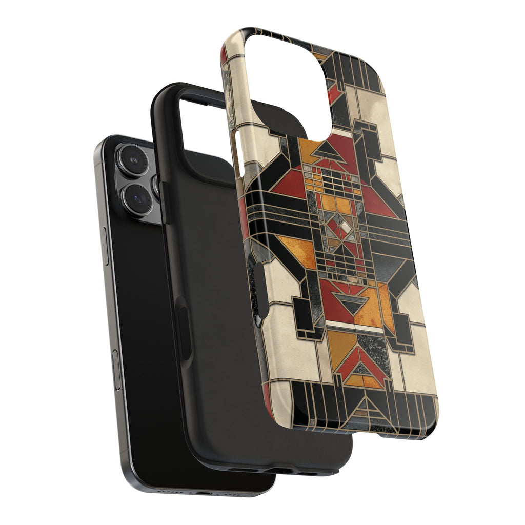 Frank Lloyd Wright Inspired Stained Glass Phone Case - Geometric Elegance for iPhone Models