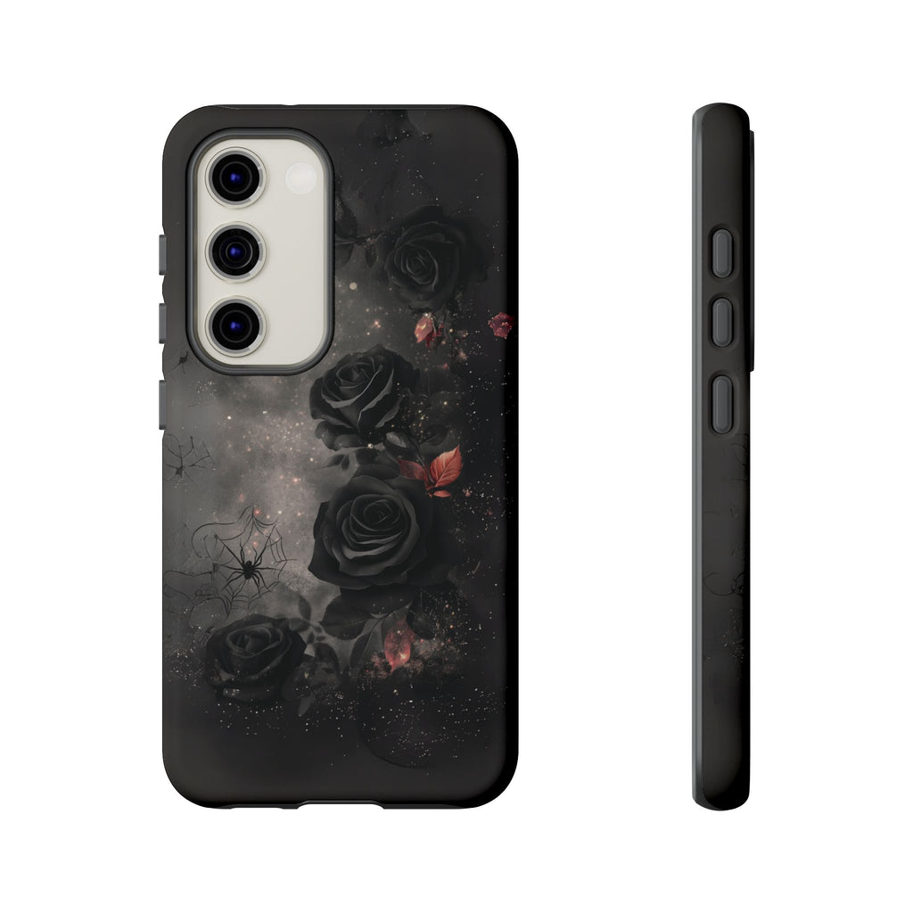 Gothic Floral Phone Case Dark Academia Black Roses Spider Webs Space Witchcraft Night Sky iPhone 13 14 15 16 Pro Max Galaxy Pixel