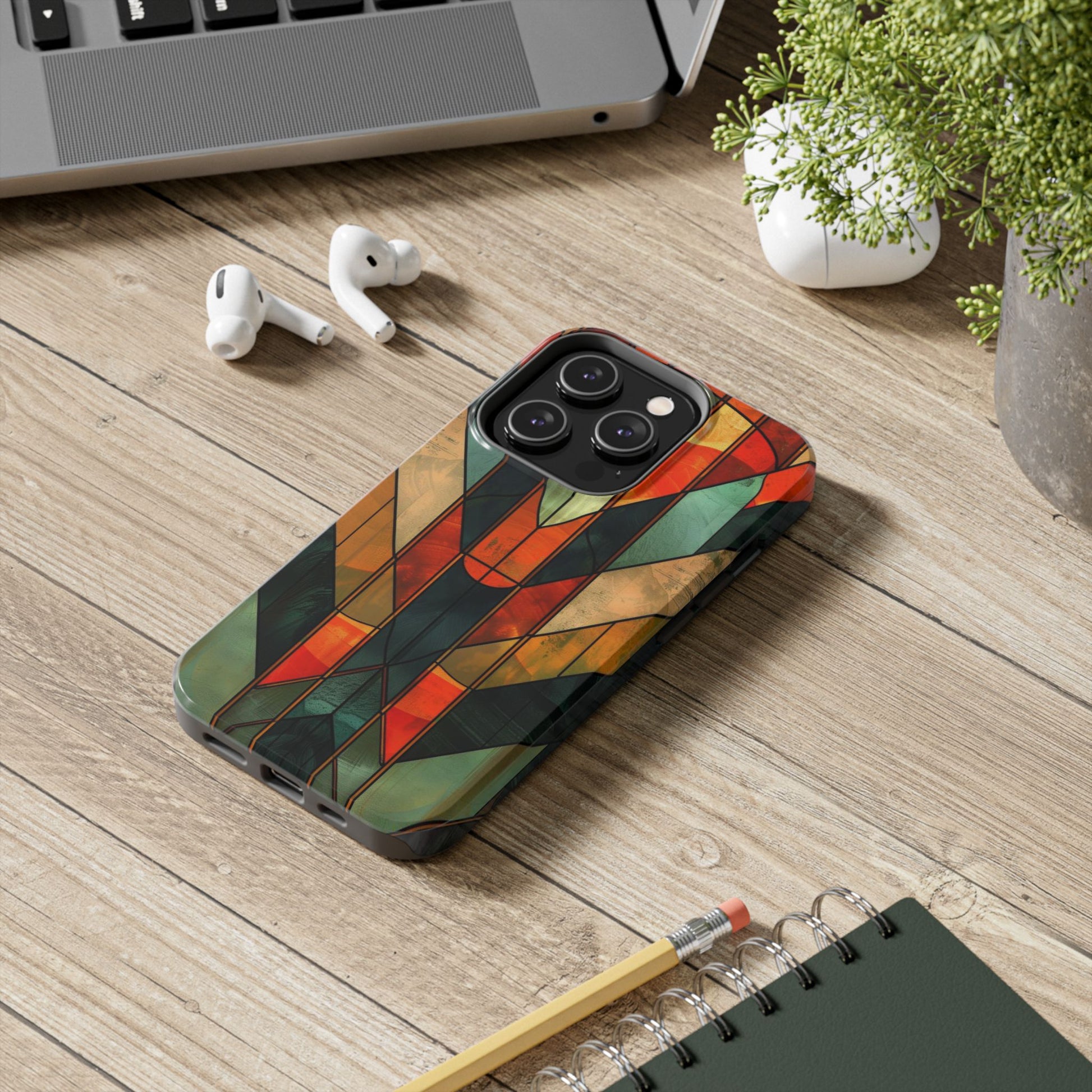 Noir Art Deco Colorful Stained Glass - Durable Dual Layer Iphone Case - Architect Phone Case