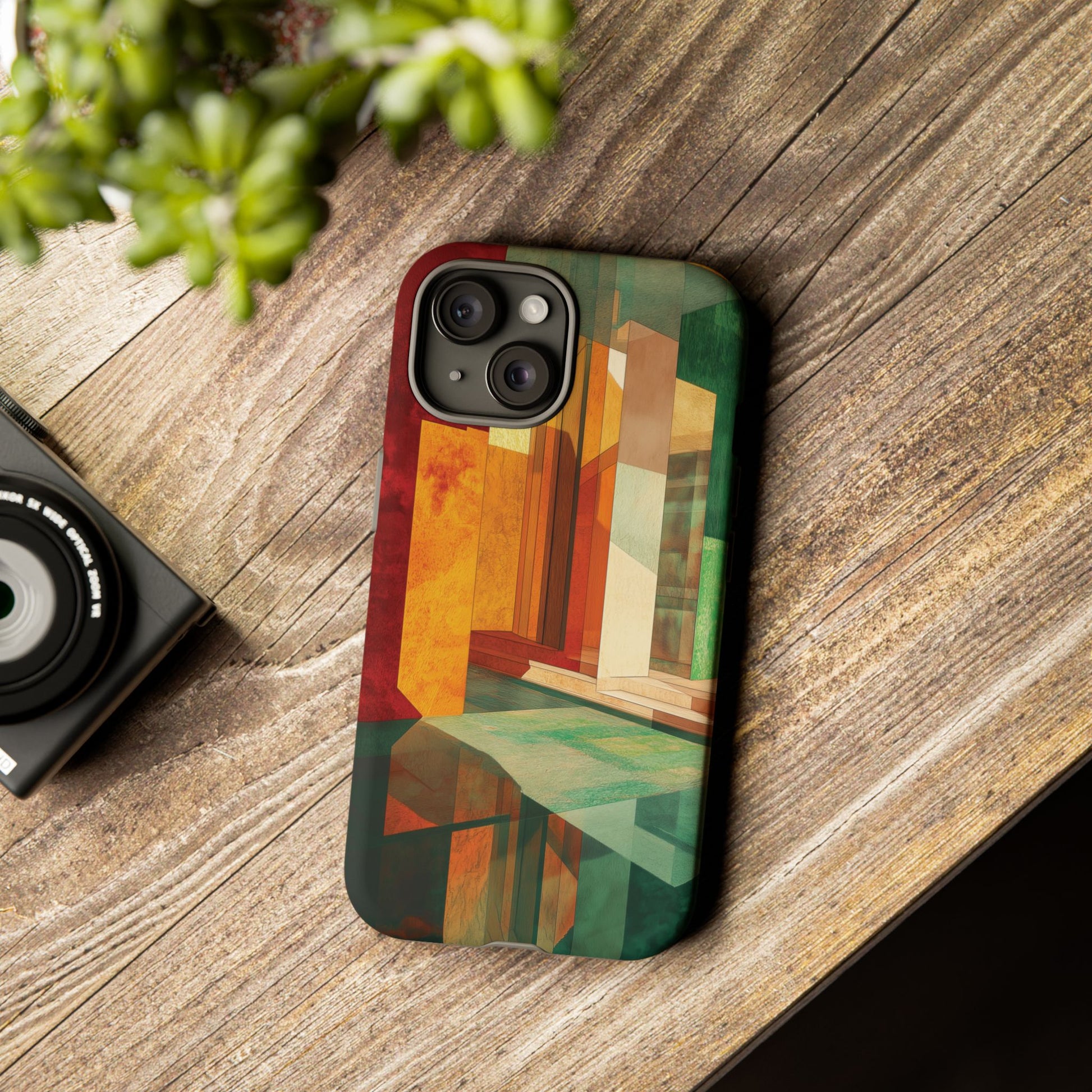 Art Deco Frank Lloyd Wright Inspired Usonian Phone Case Geometric Stained Glass Art Deco Marble Gold 13 14 15 16 iPhone Pro Max Galaxy Pixel