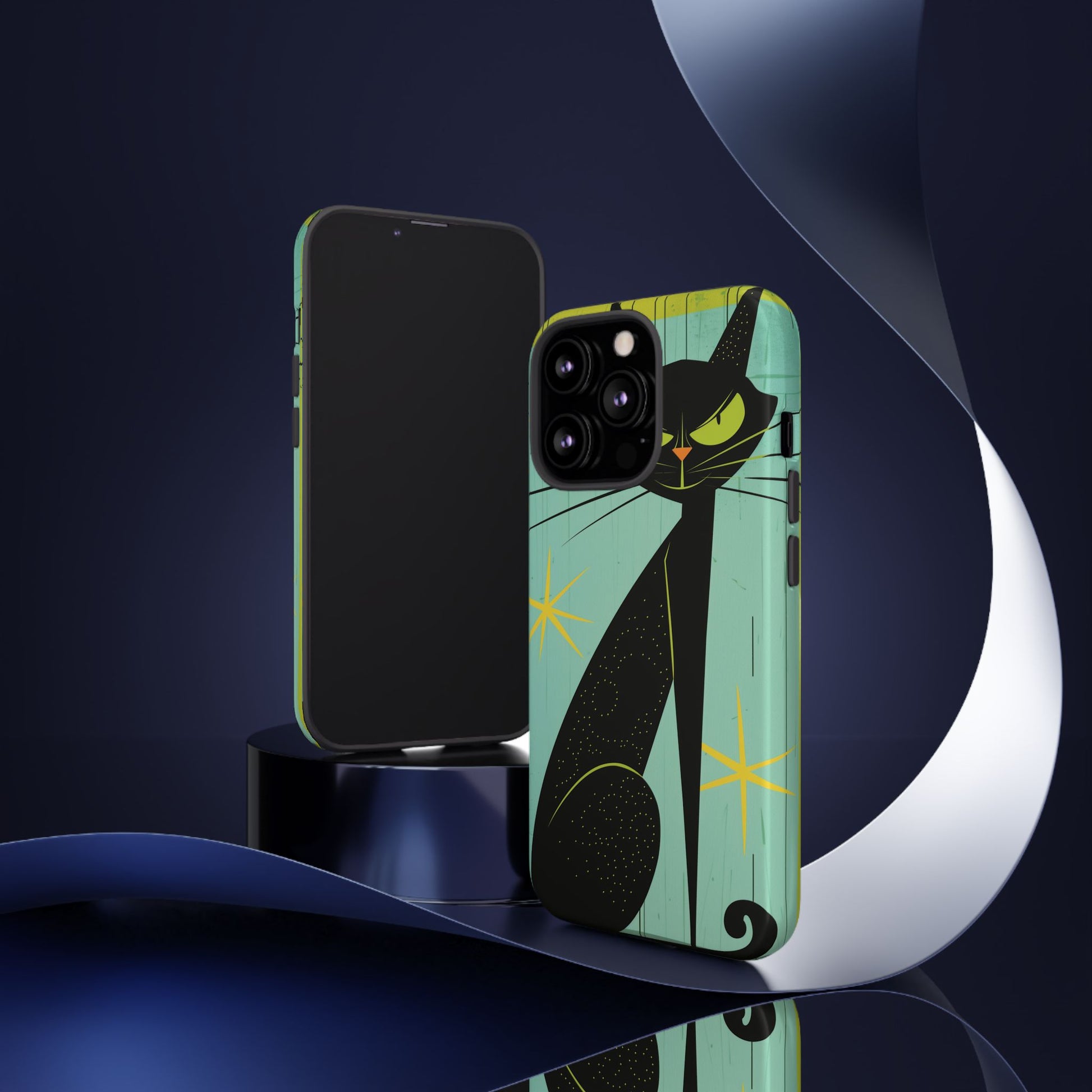 Mid-Century Modern Phone Case, Mid Mod Android Case, Atomic Cats Android Case, Retro Chic Smartphone Cover, Unique Artistic Phone Accessory
